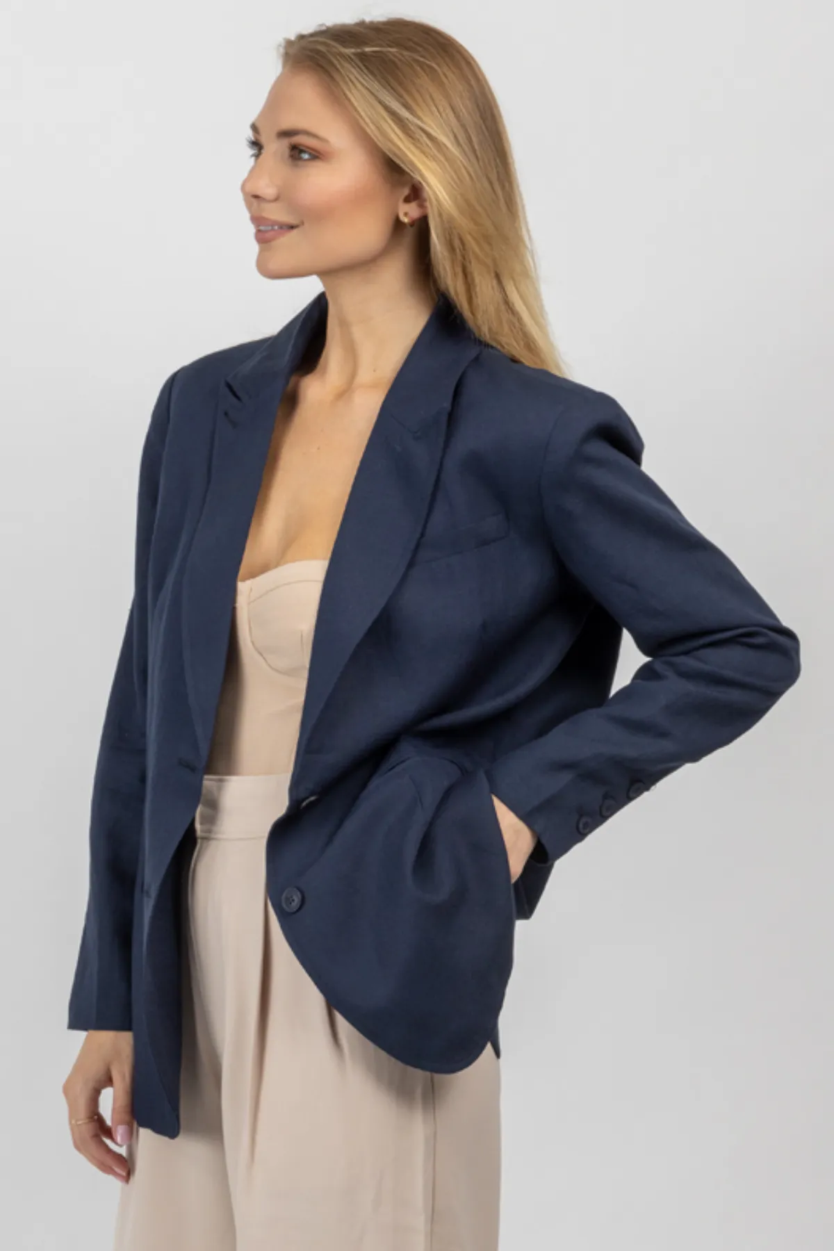 NAVY STRICTLY BIZ BUTTON BLAZER *BACK IN STOCK*