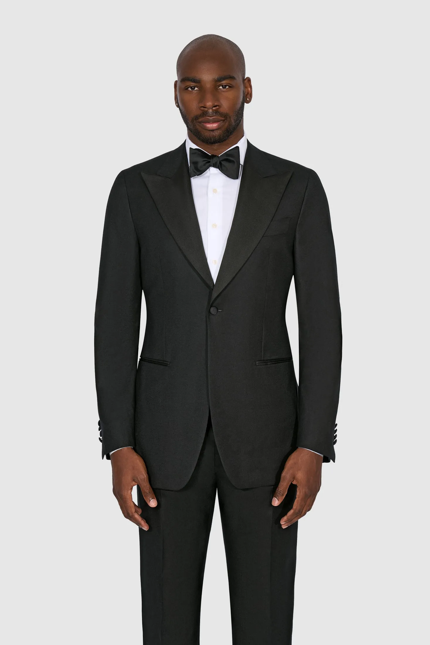 New SUITREVIEW Elmhurst Black Light Flannel Wide Peak Tuxedo - Size 40R, 40L, 42R, 44R  (Other Sizes Special Order)