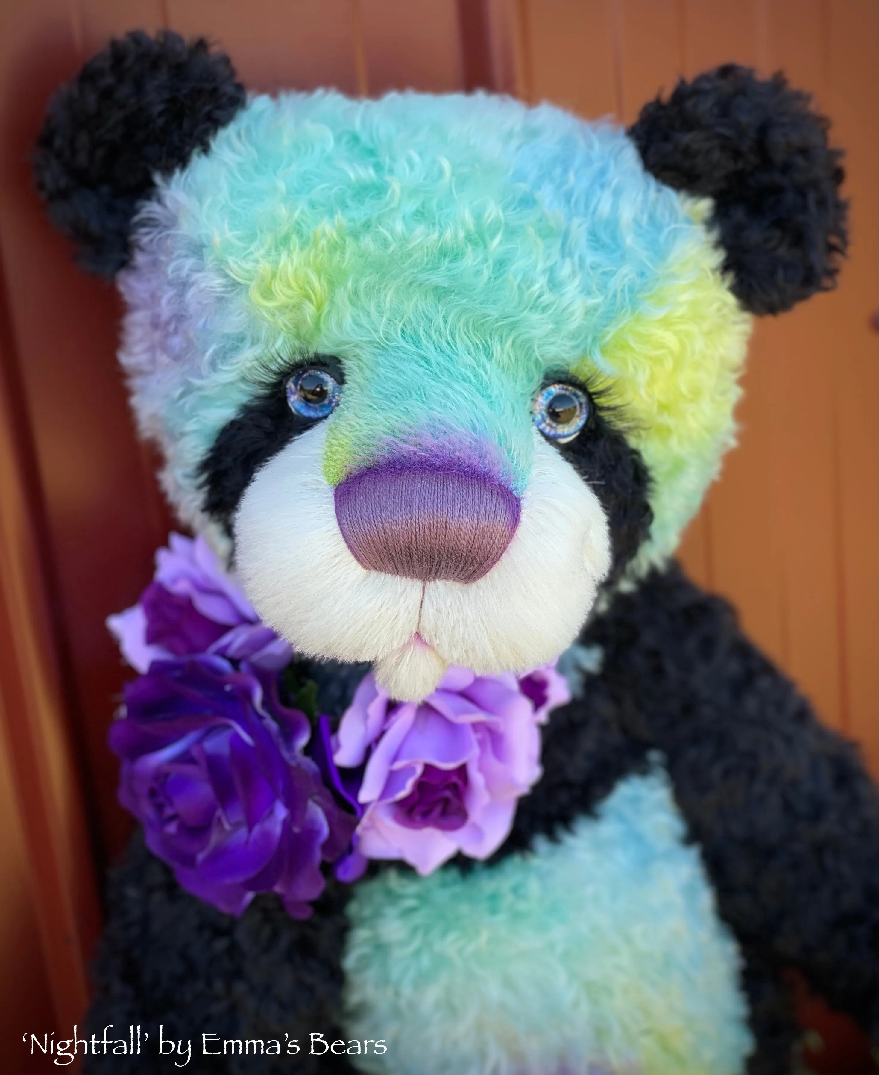 Nightfall- 23" hand dyed rainbow kid mohair bear by Emmas Bears - OOAK