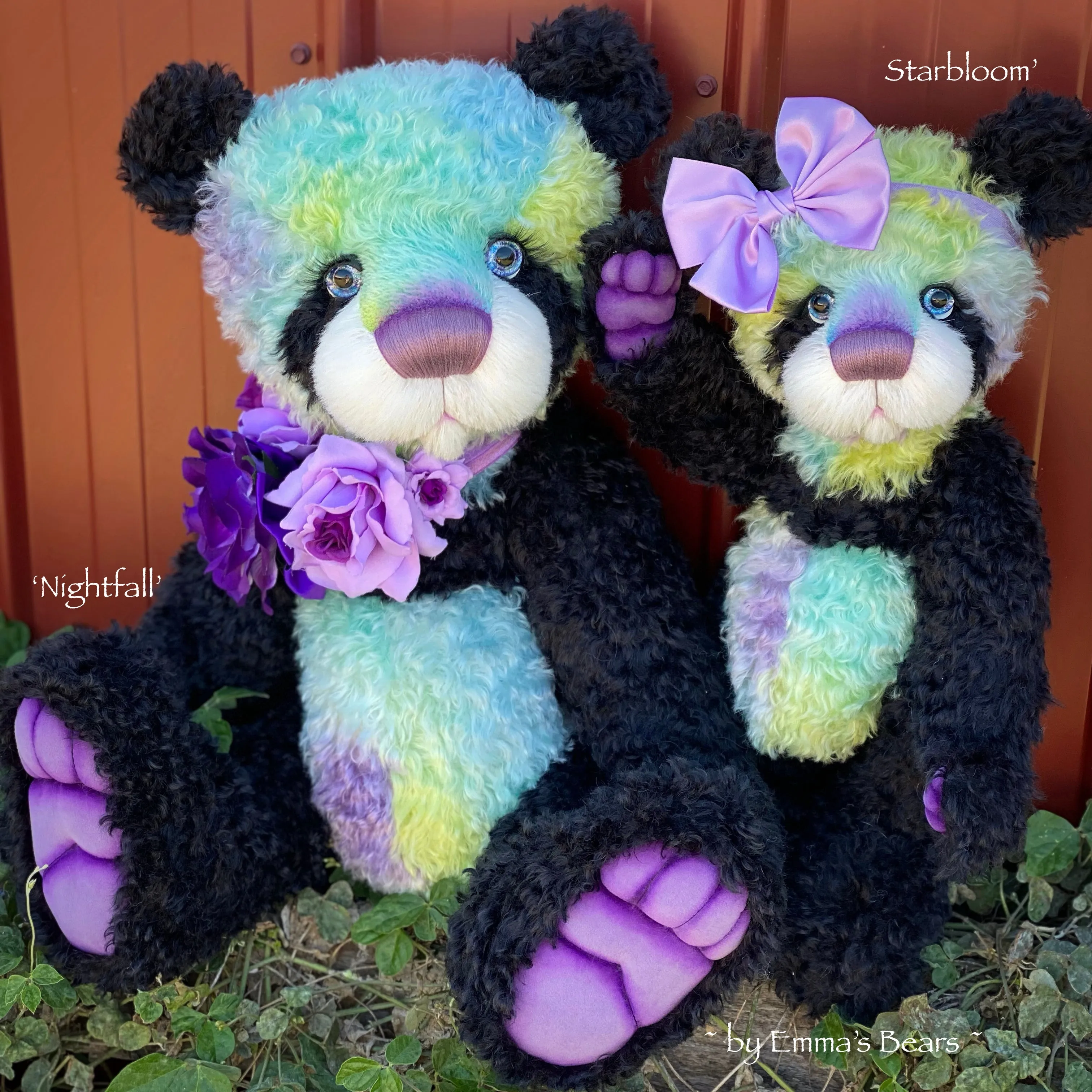 Nightfall- 23" hand dyed rainbow kid mohair bear by Emmas Bears - OOAK