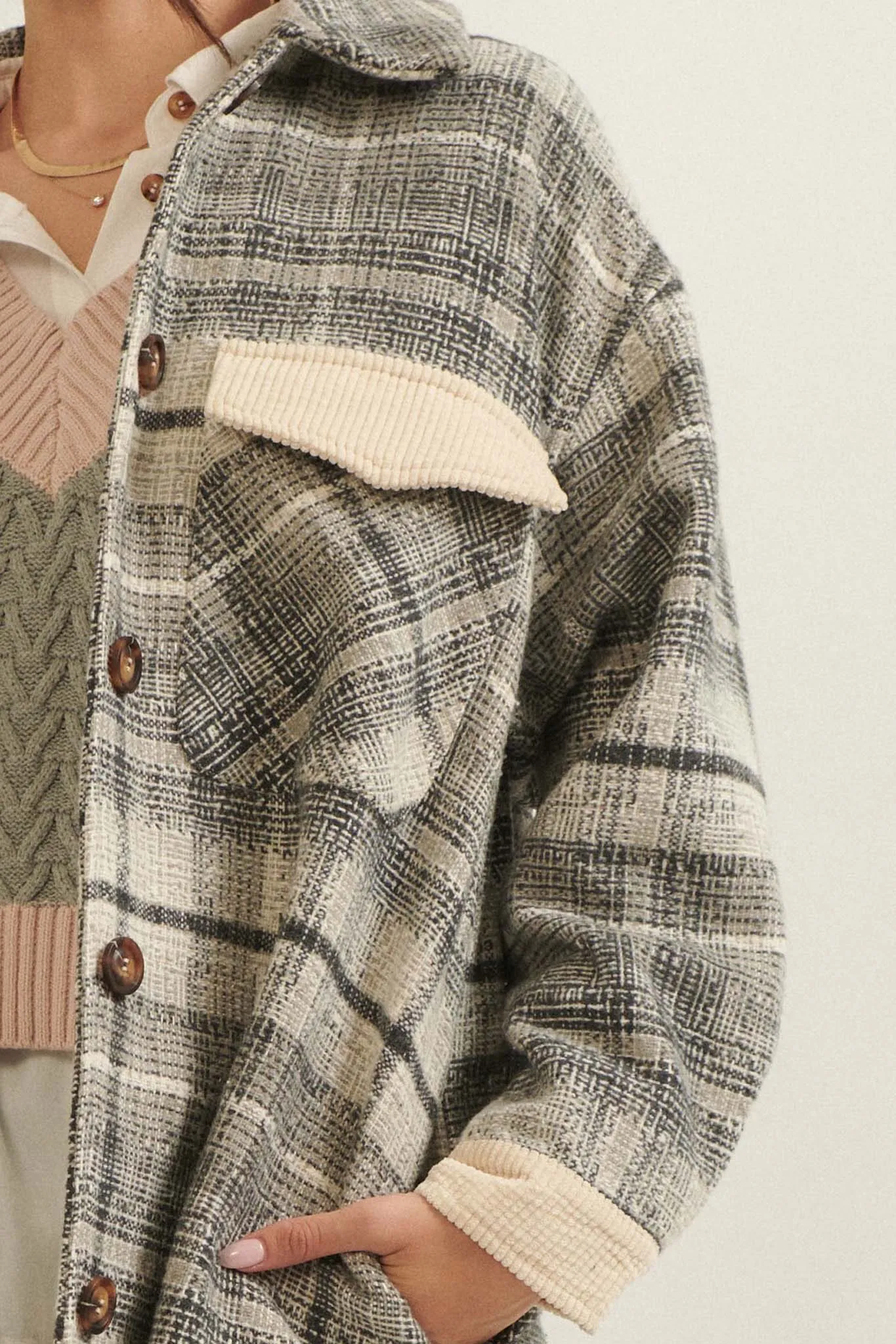 Off the Trail Plaid Tweed Longline Shacket