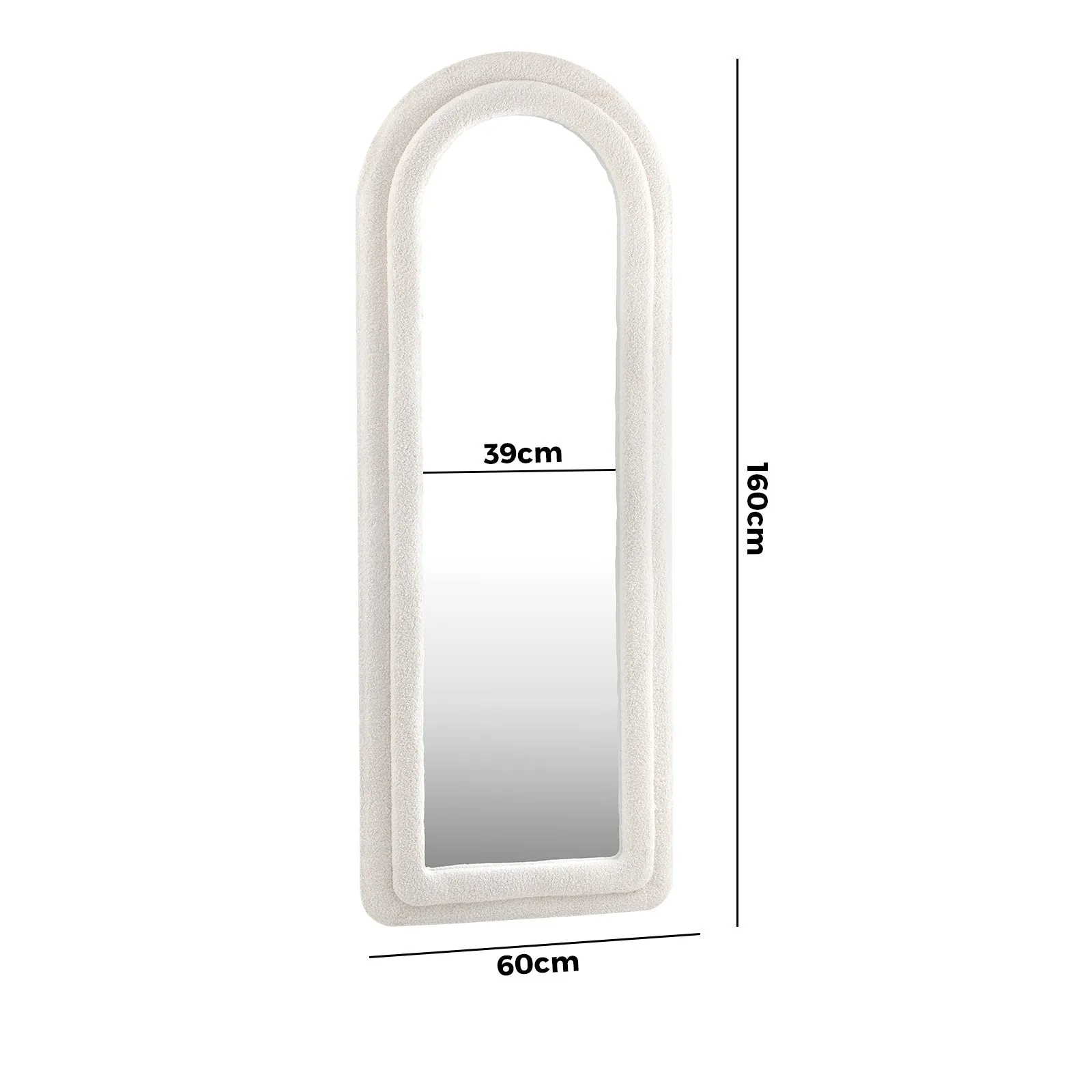 Oikiture 1.6M Full Length Mirror Boucle Frame Floor Mirrors Dressing Bedroom