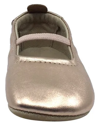 Old Soles Girl's 013 Luxury Ballet Flat Copper Soft Leather Elastic Mary Jane Crib Walker Baby Shoes