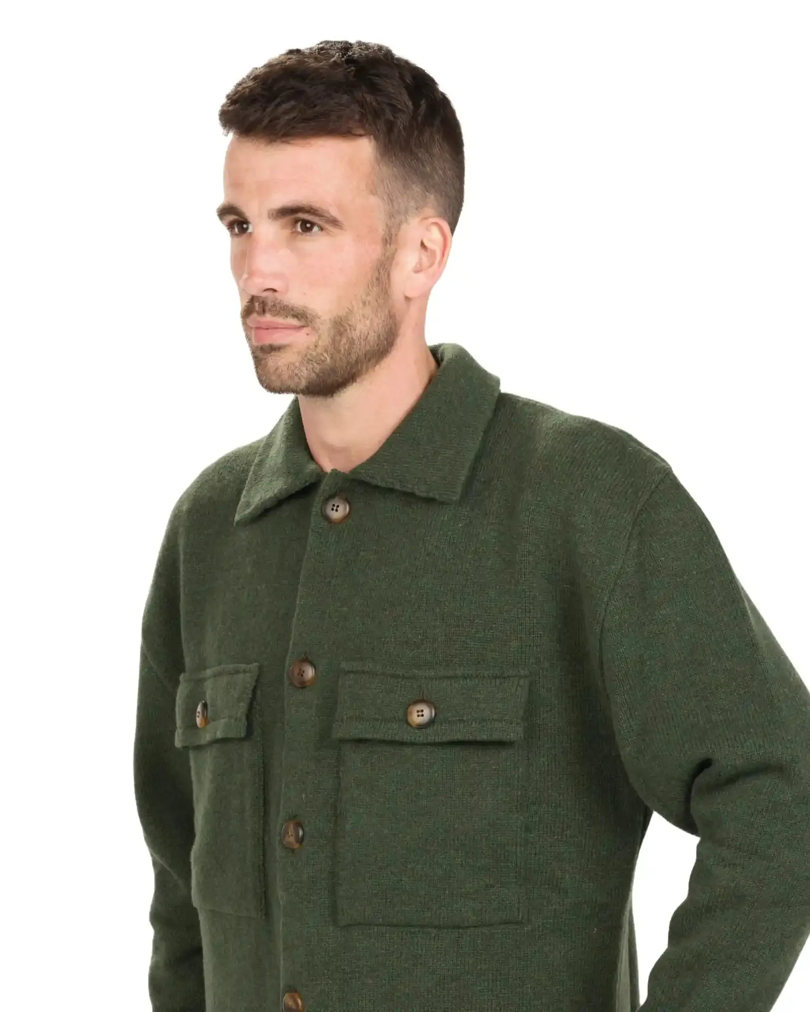 Olive Men's Wool Shacket - HS001