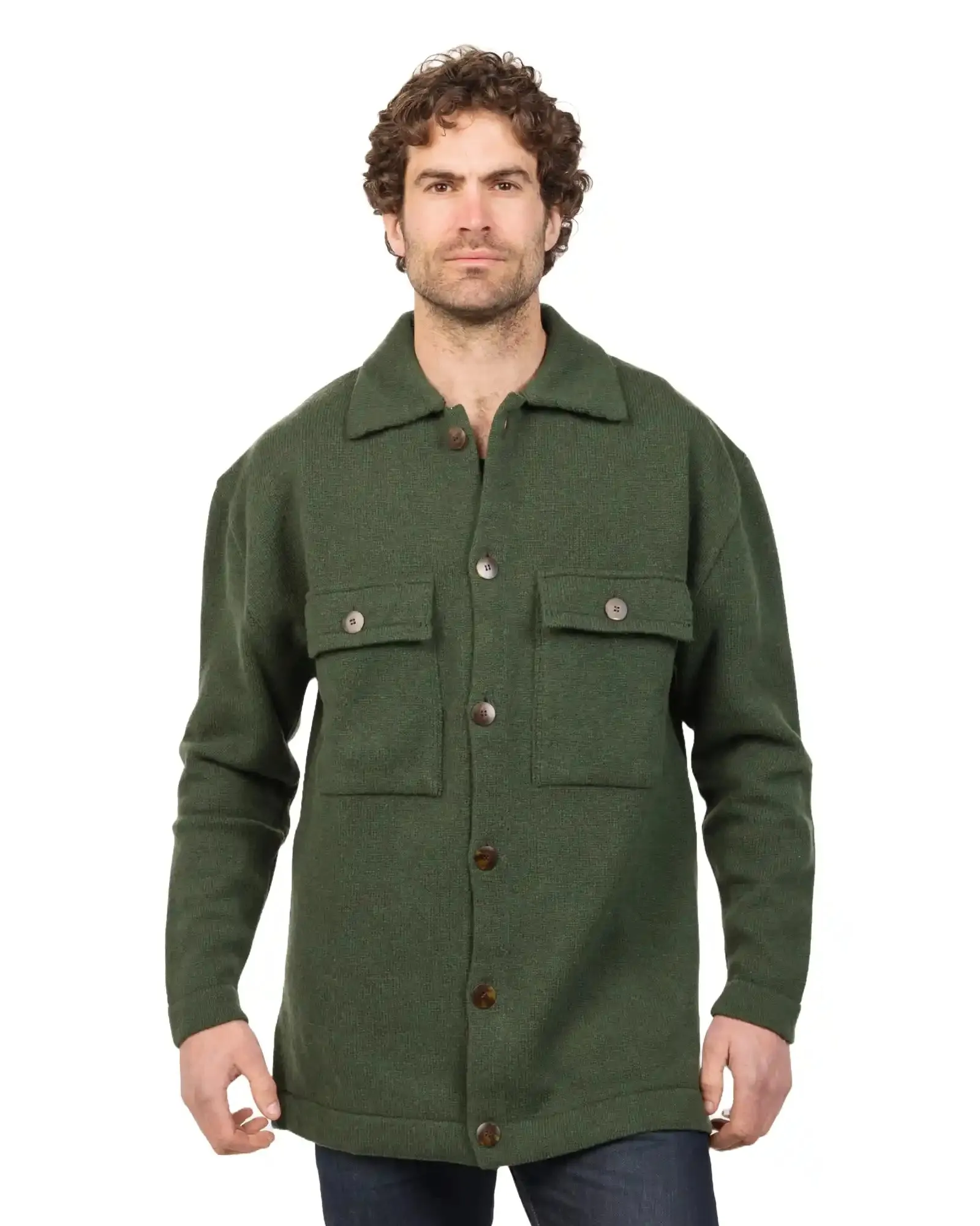 Olive Men's Wool Shacket - HS001