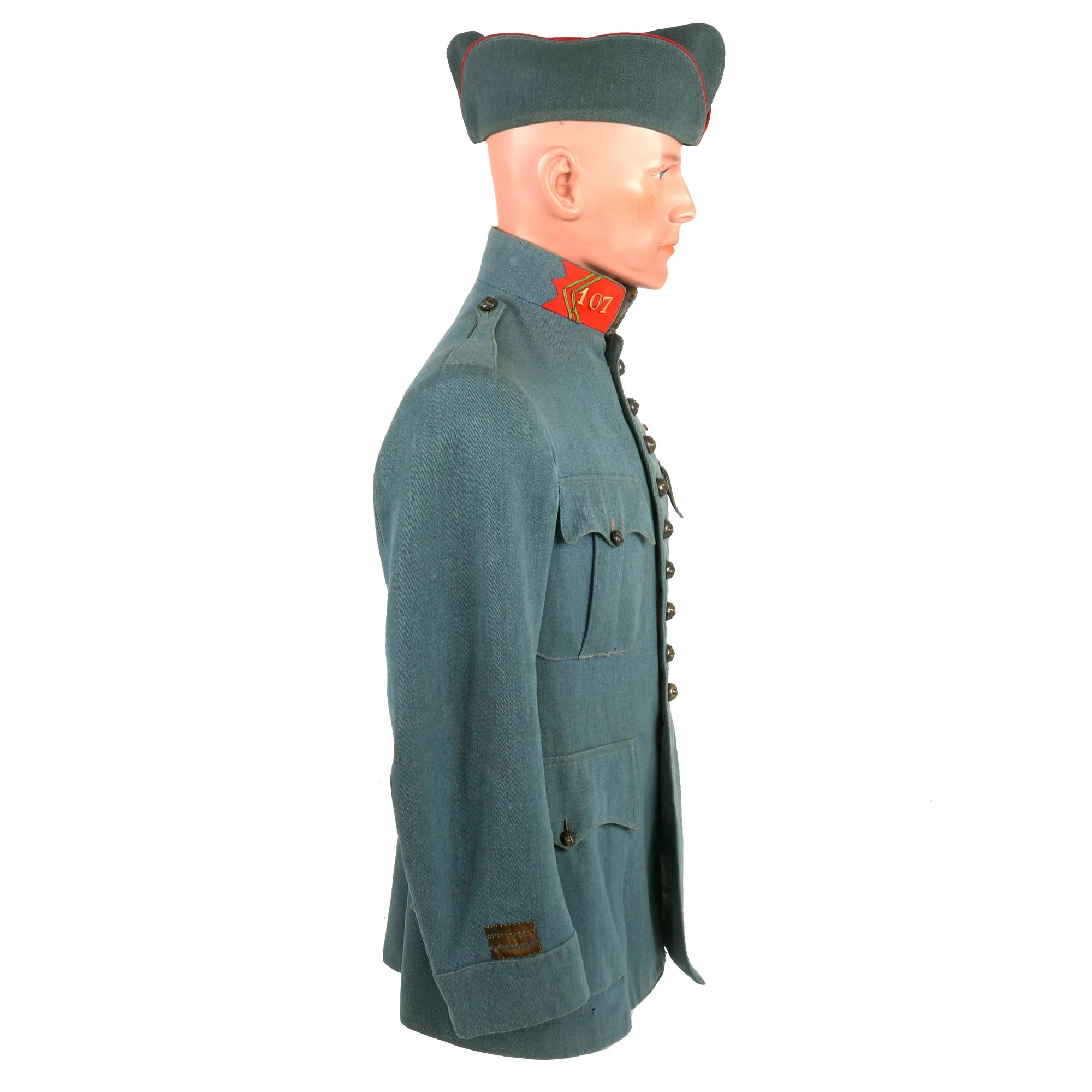 Original French WWI 107th Army Corps Artillery Captain’s Horizon Blue Wool Uniform Set With Medals