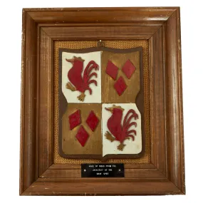 Original German WWII Framed "von Spee" Family Coat of Arms made from Admiral Graf Spee Wood Pieces - USGI Bring Back