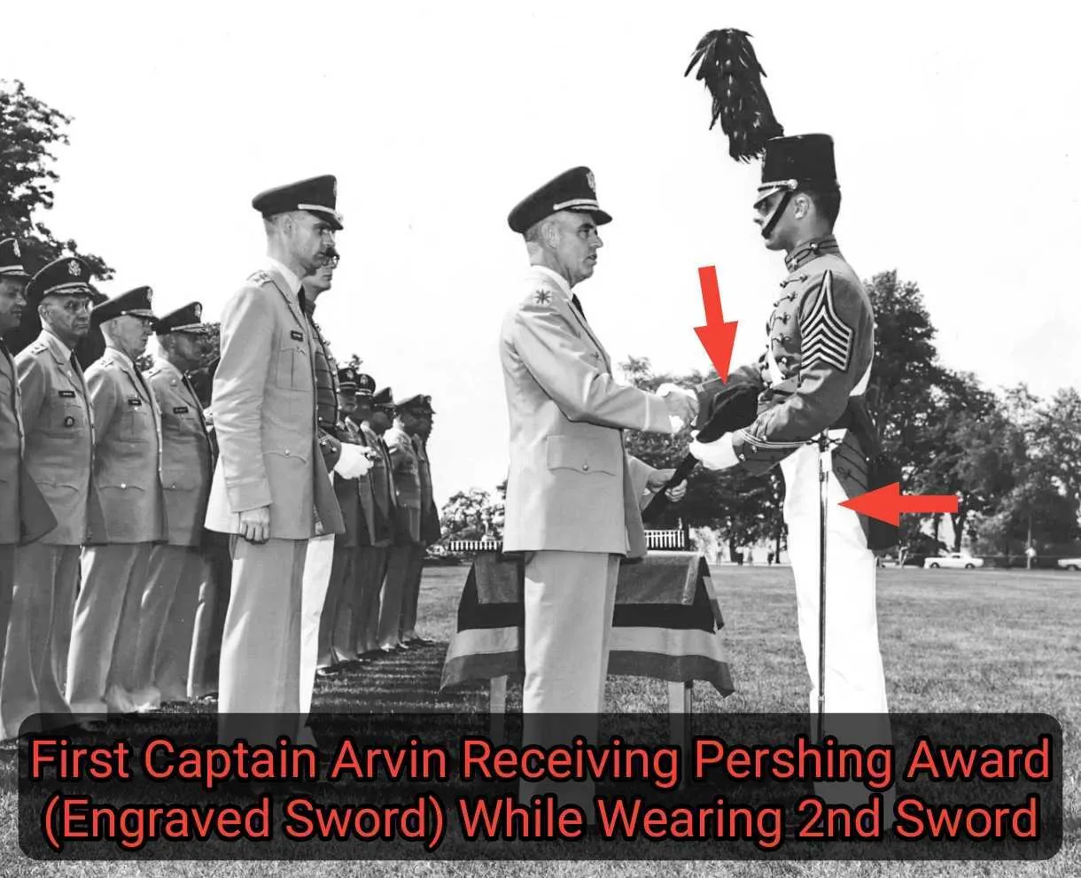 Original U.S. Vietnam War Named Model 1922 West Point Cadet Sword for MAC-V Advisor Captain Carl Arvin, Killed in Action October 8, 1967