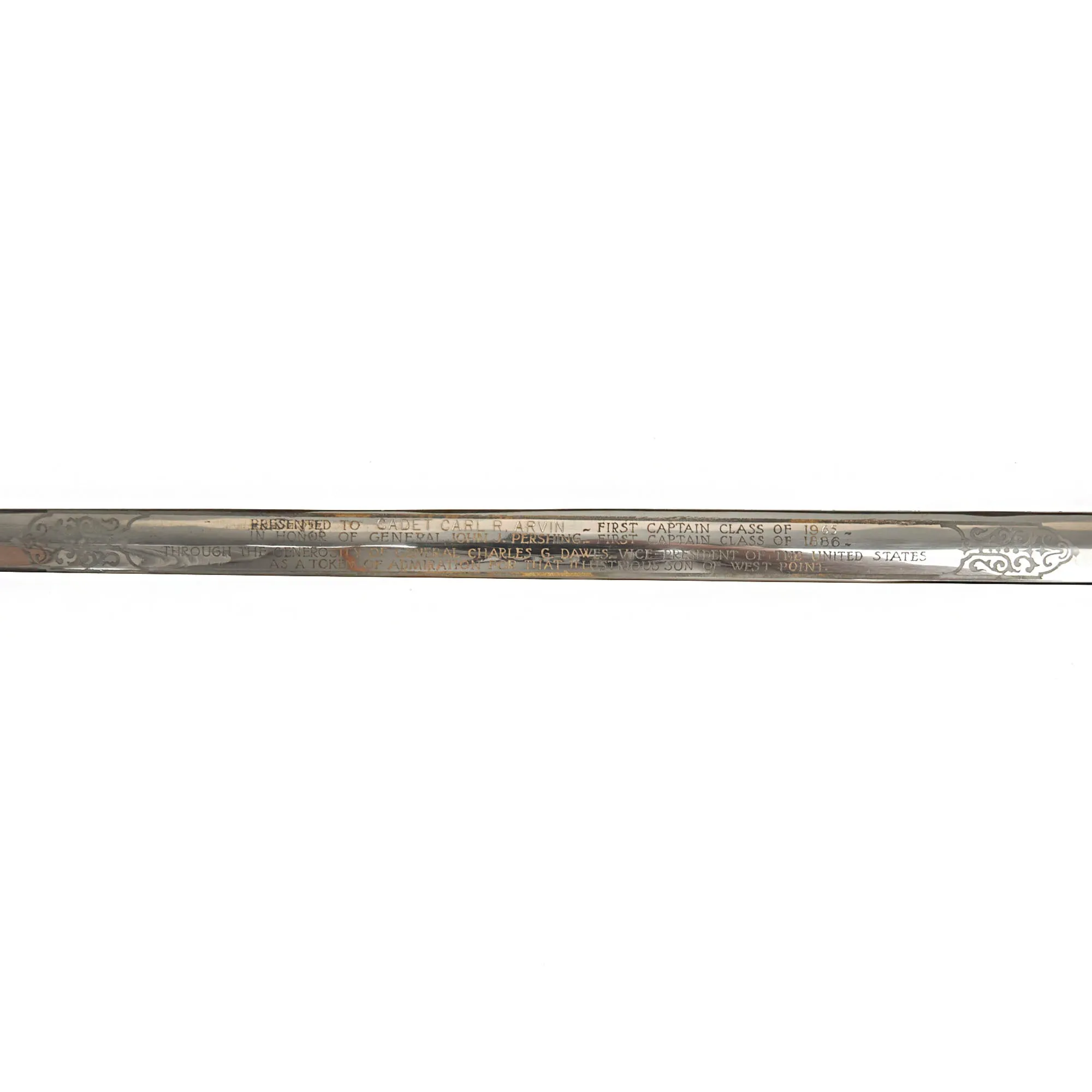 Original U.S. Vietnam War Named Model 1922 West Point Cadet Sword for MAC-V Advisor Captain Carl Arvin, Killed in Action October 8, 1967