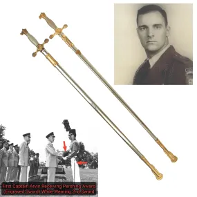 Original U.S. Vietnam War Named Model 1922 West Point Cadet Sword for MAC-V Advisor Captain Carl Arvin, Killed in Action October 8, 1967