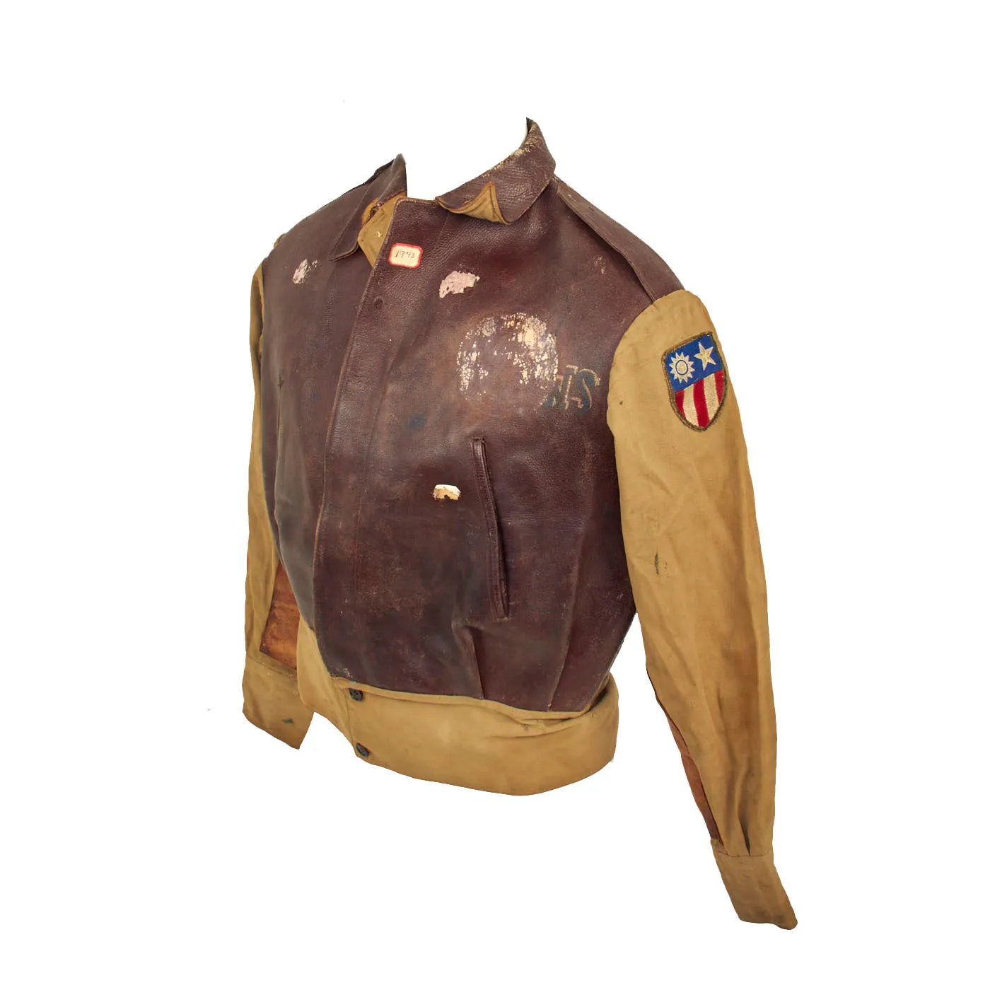 Original U.S. WWII Named CBI 73rd Evacuation Hospital / 517th Air Defense Artillery Painted A-2 Jacket Private Purchase Clone Uniform Grouping With Photos - Ledo Road Area