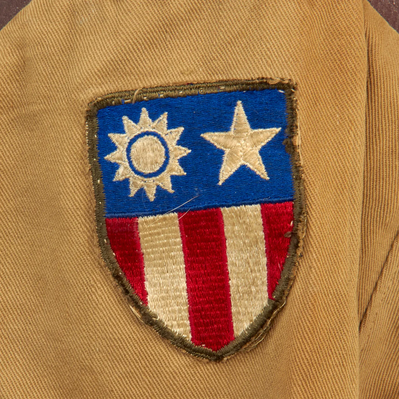 Original U.S. WWII Named CBI 73rd Evacuation Hospital / 517th Air Defense Artillery Painted A-2 Jacket Private Purchase Clone Uniform Grouping With Photos - Ledo Road Area