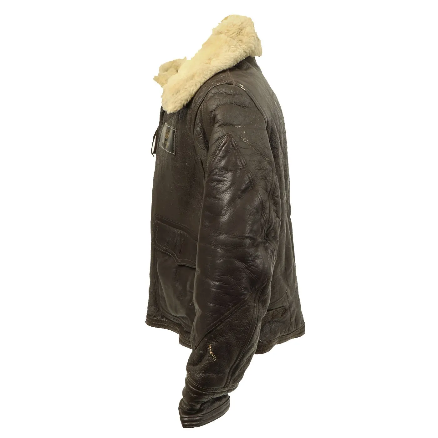 Original U.S. WWII Named Naval Aviator Sheepskin Winter Flight Jacket M-445A