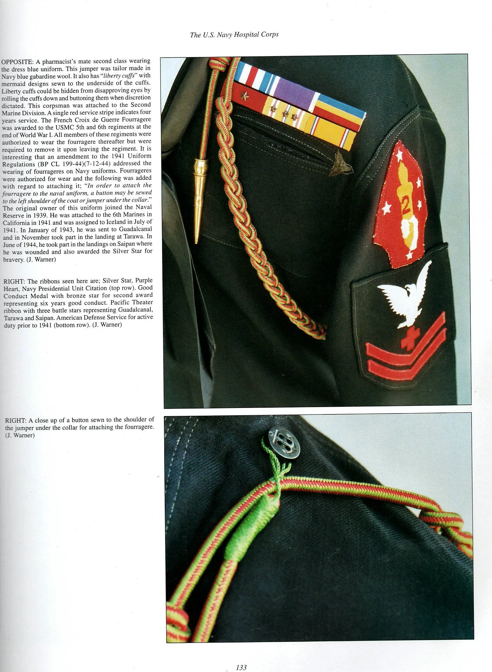 Original U.S. WWII Navy Pharmacist 2nd Class Dress Blue Uniform Jumper Assigned to 2nd Marine Division - As Seen in Book