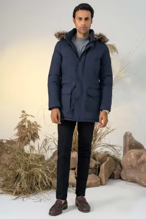 PARKA JACKET WITH FUR HOOD NAVY