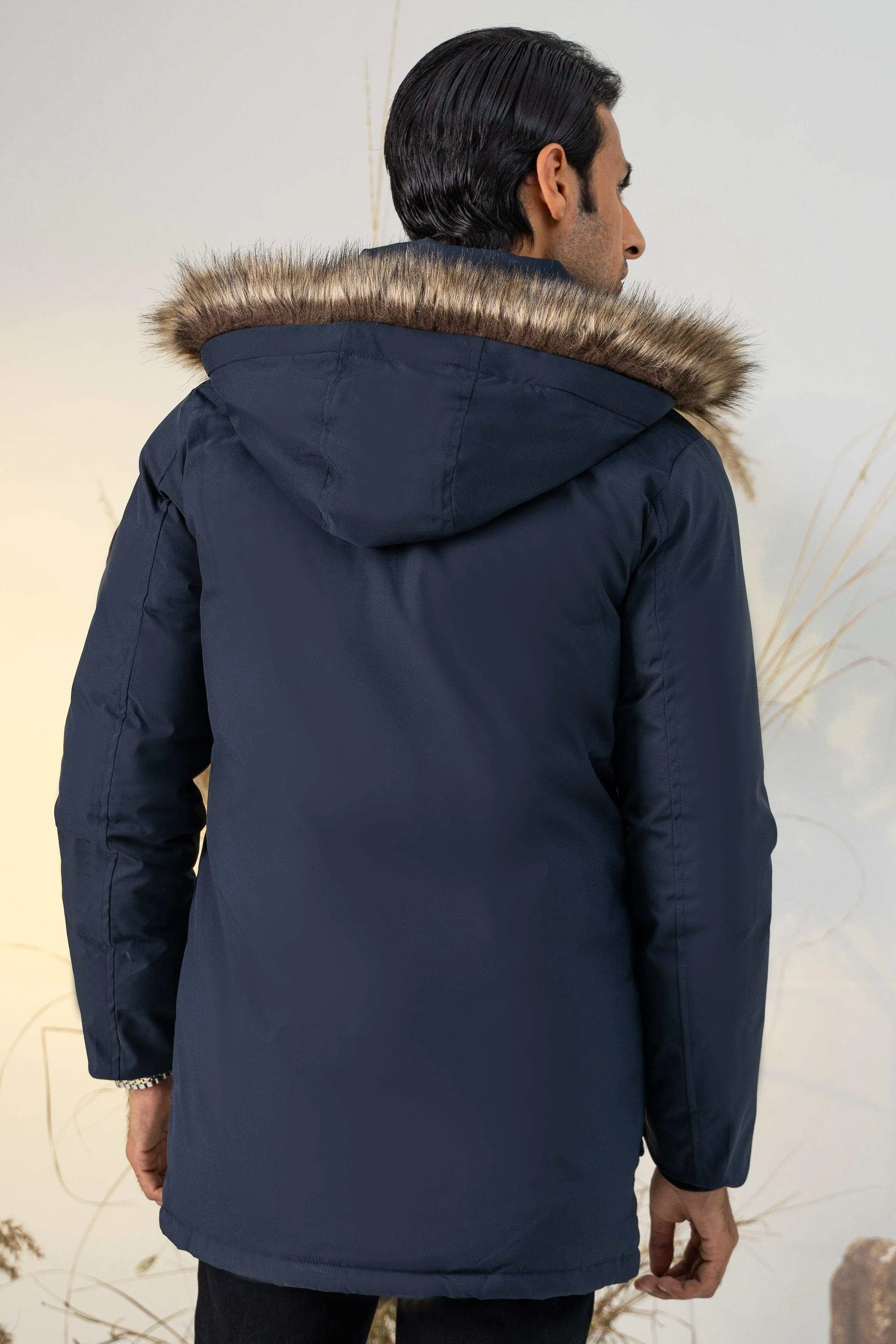 PARKA JACKET WITH FUR HOOD NAVY