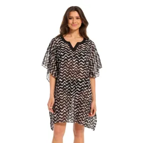 Pastunette Beach Poncho | Black/White