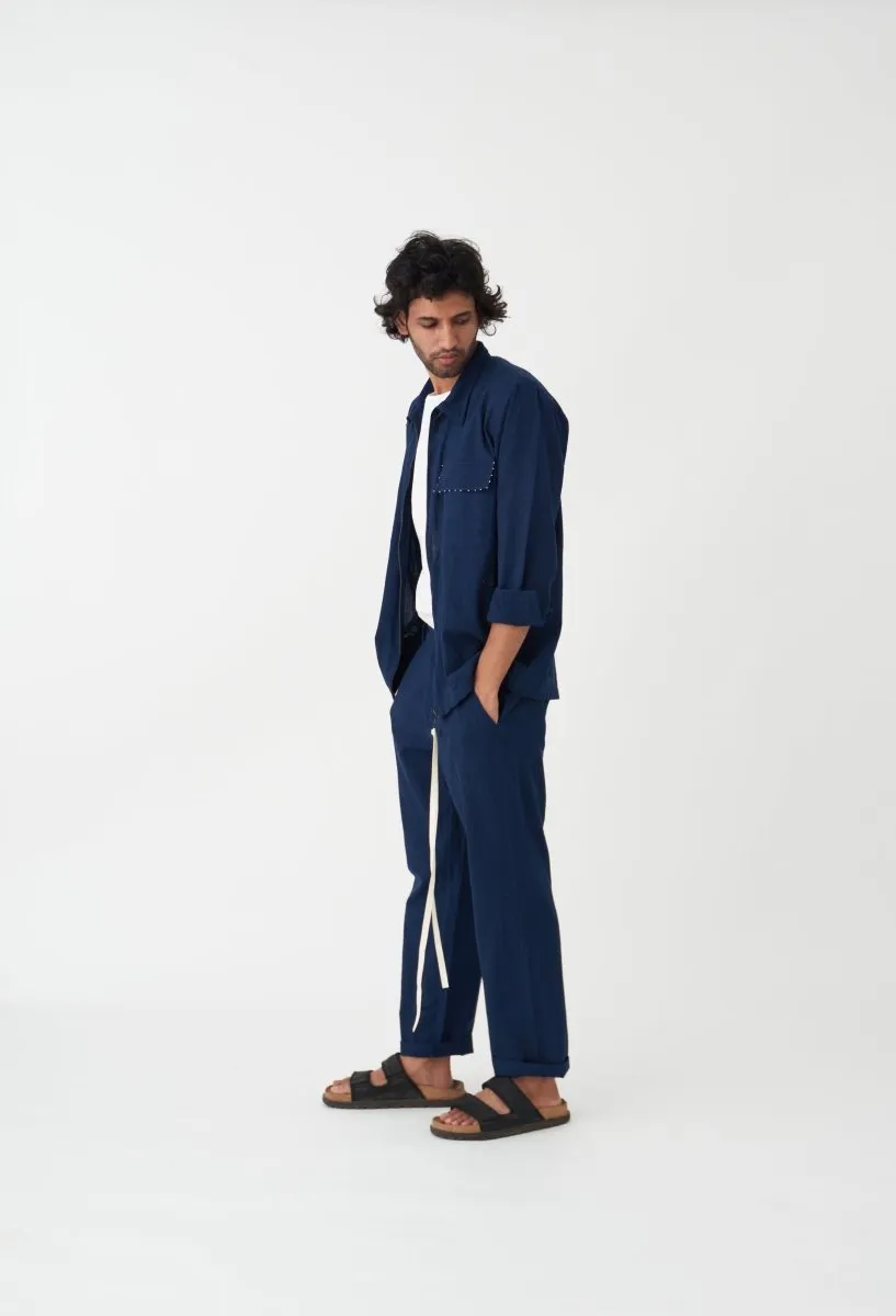 Patch Pocket Shacket- Navy