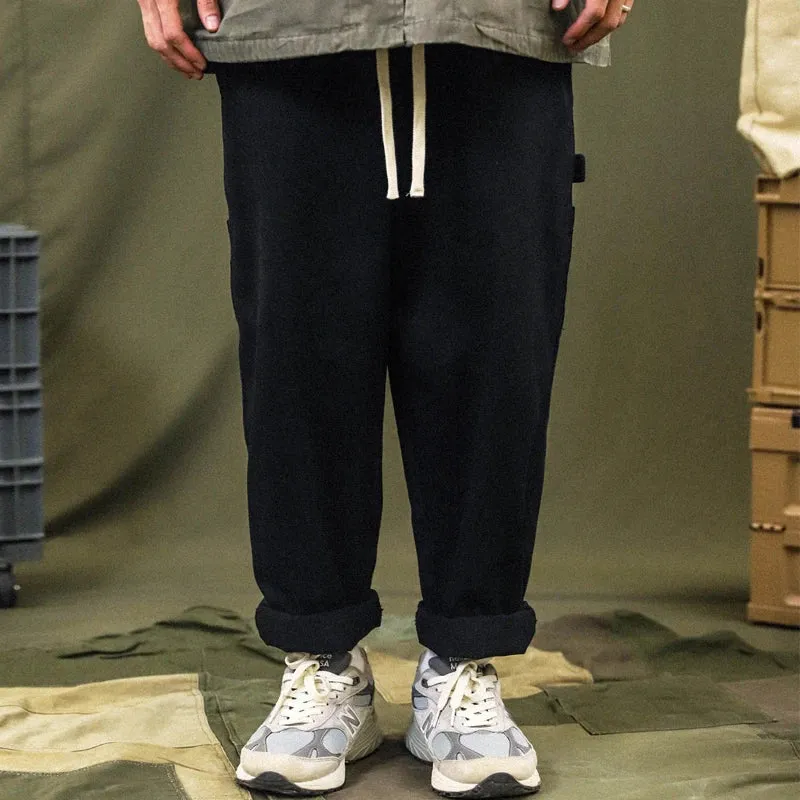 Patchwork Corduroy Contrast Stitch Casual Pants