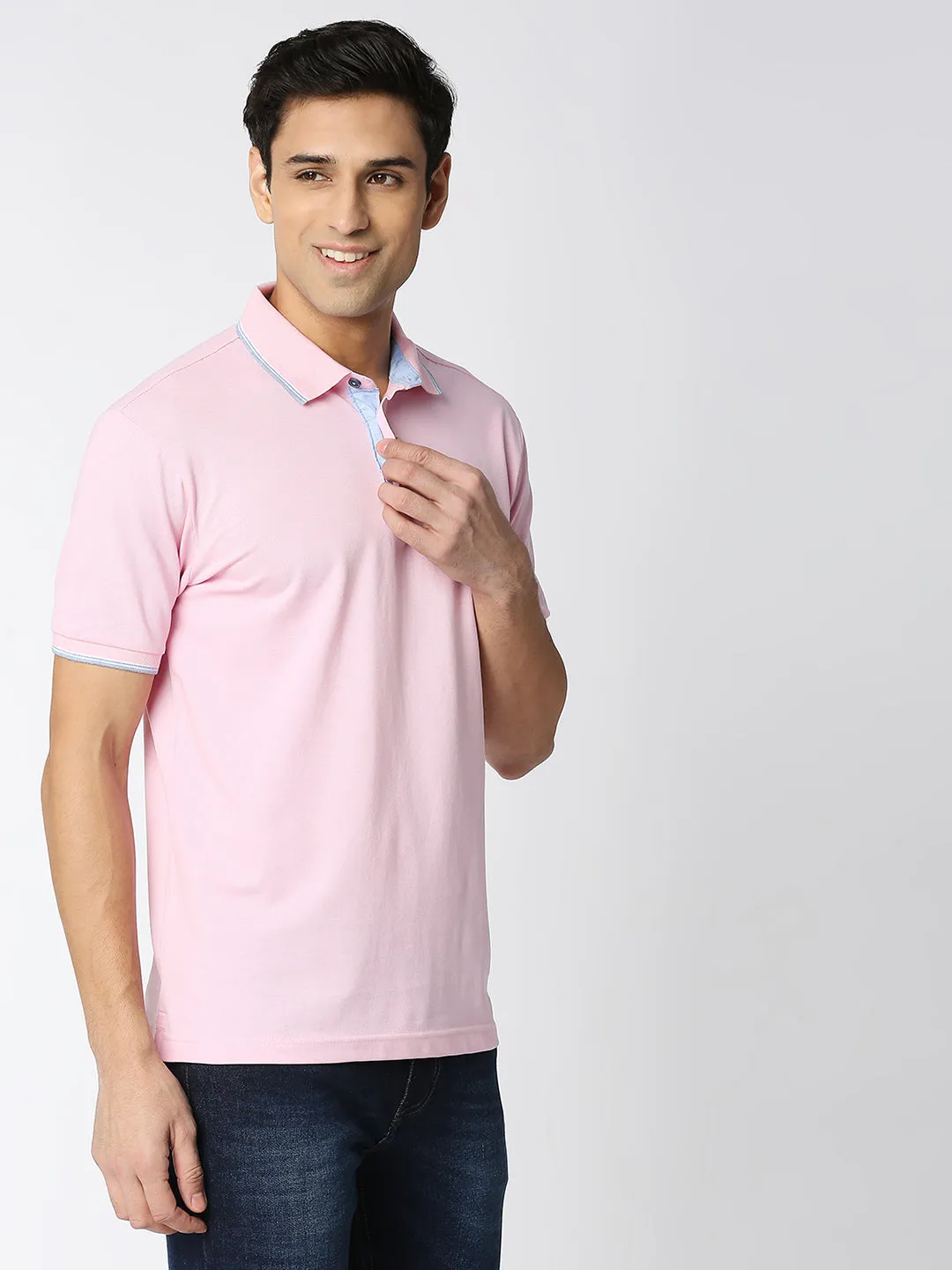 Pink Pique Lycra Polo T-shirt