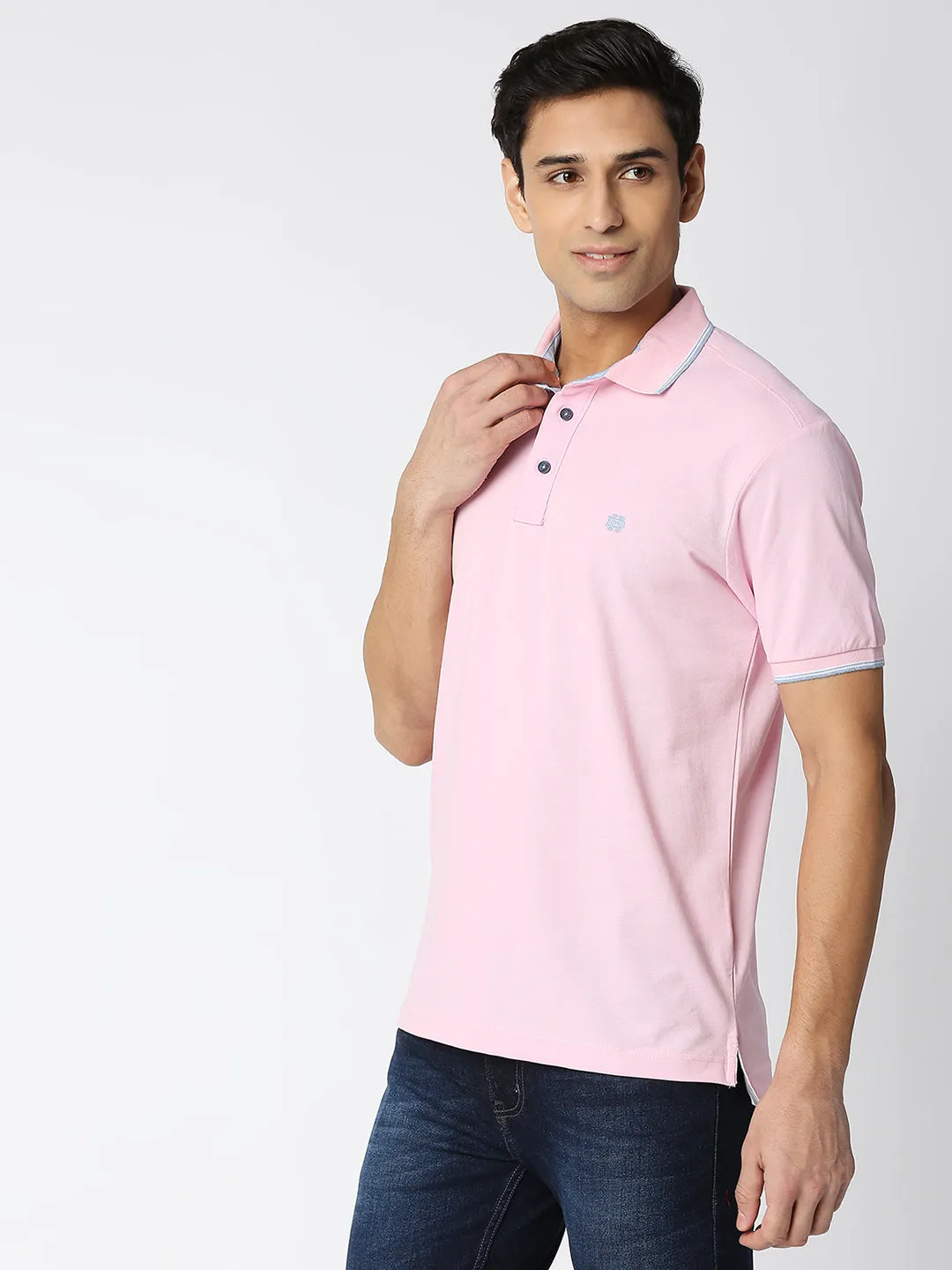 Pink Pique Lycra Polo T-shirt