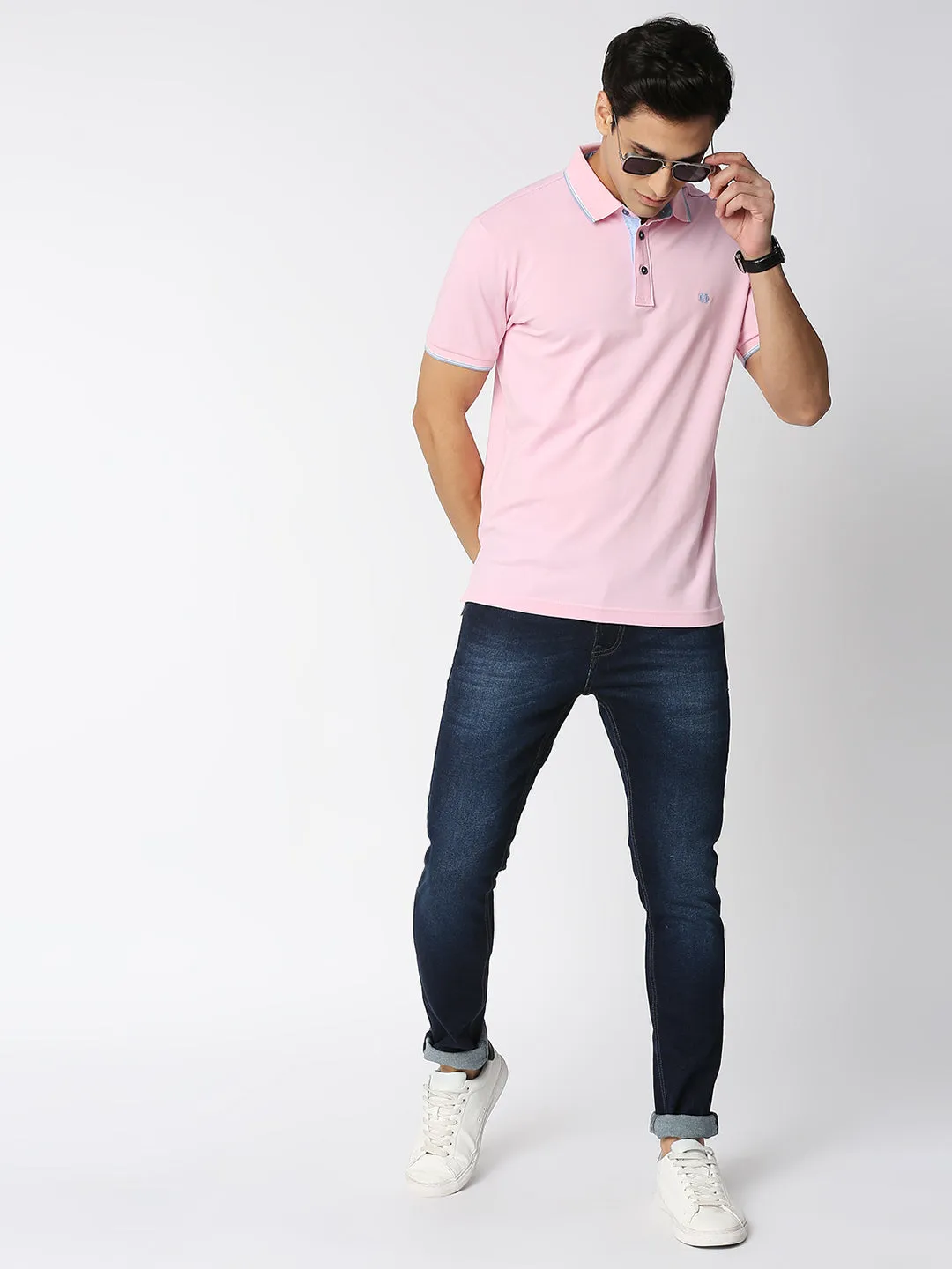 Pink Pique Lycra Polo T-shirt