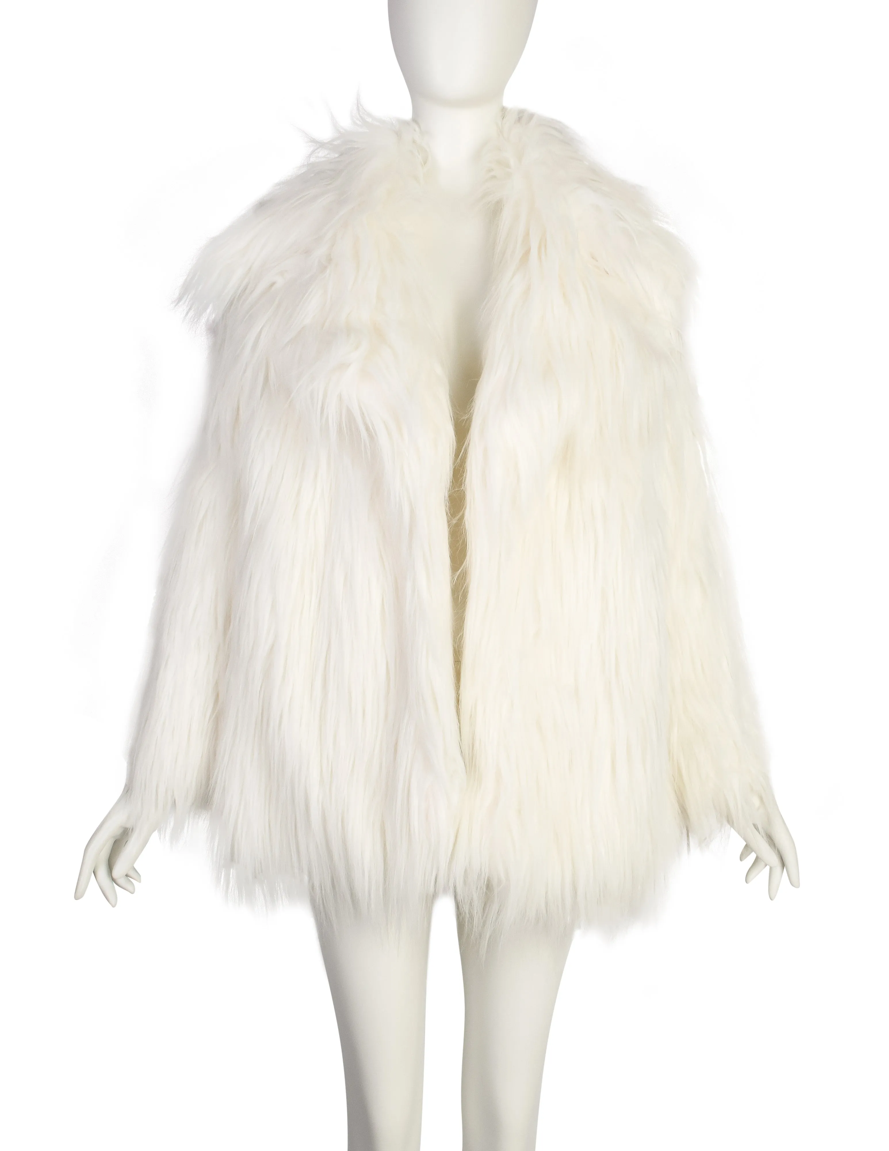 Plein Sud Vintage White Faux Fur Coat