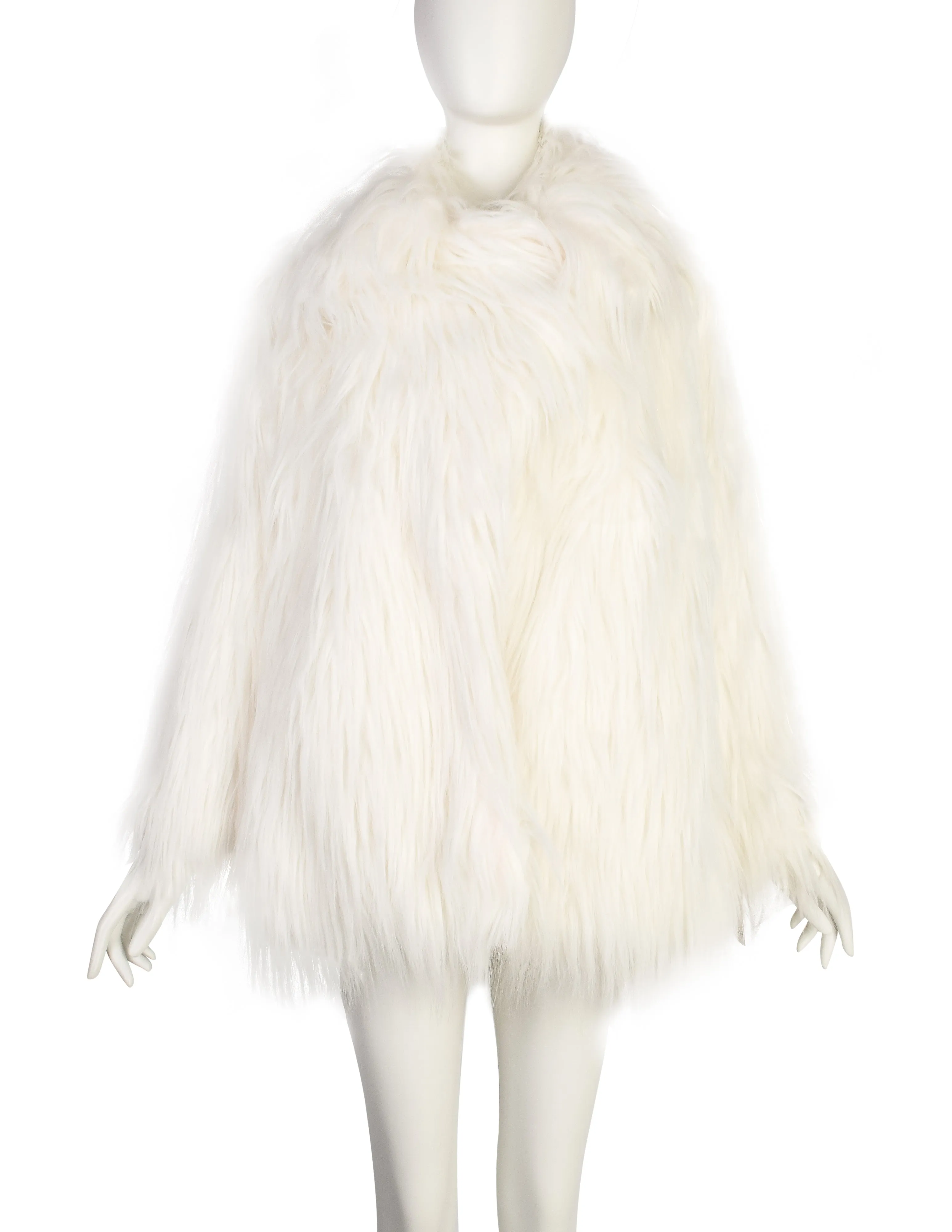 Plein Sud Vintage White Faux Fur Coat