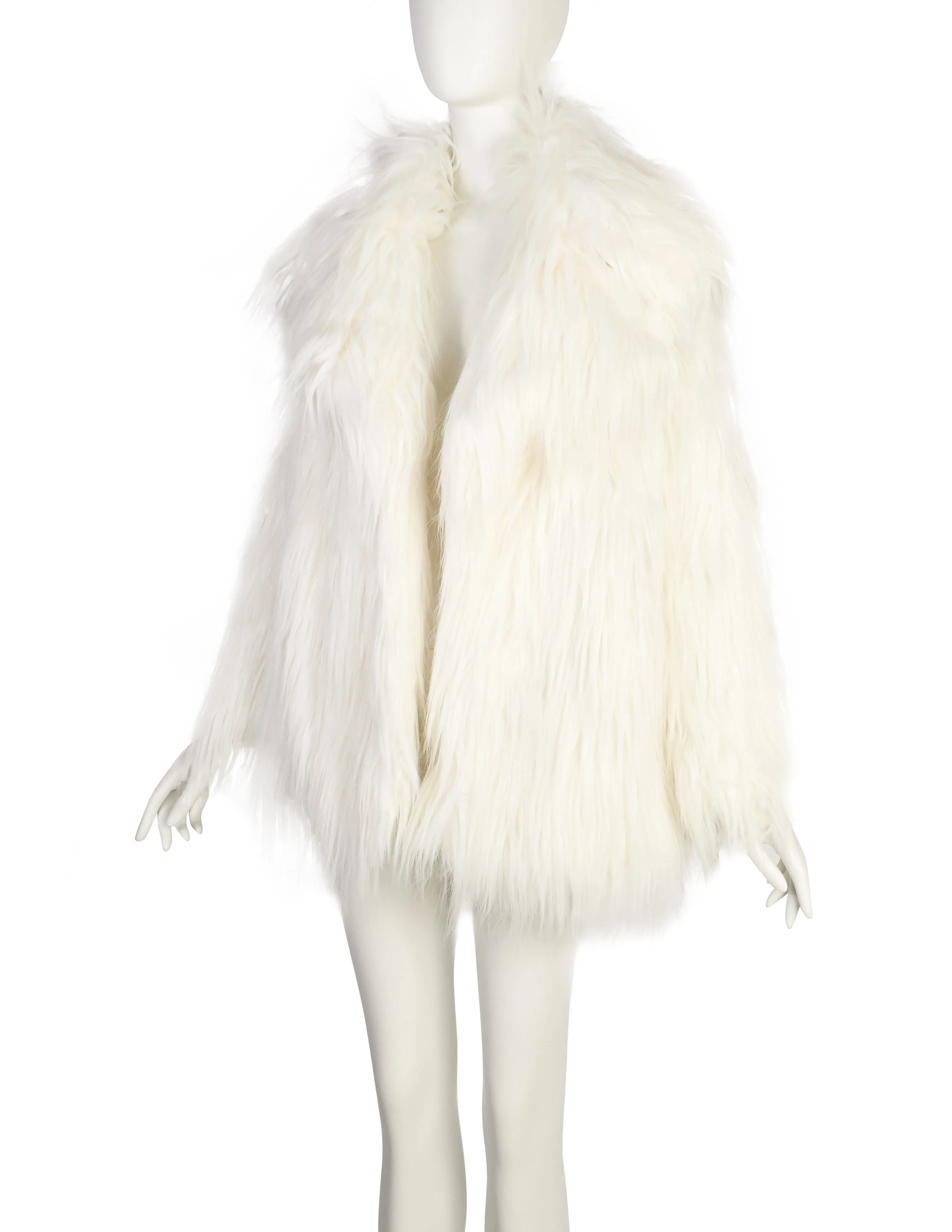 Plein Sud Vintage White Faux Fur Coat