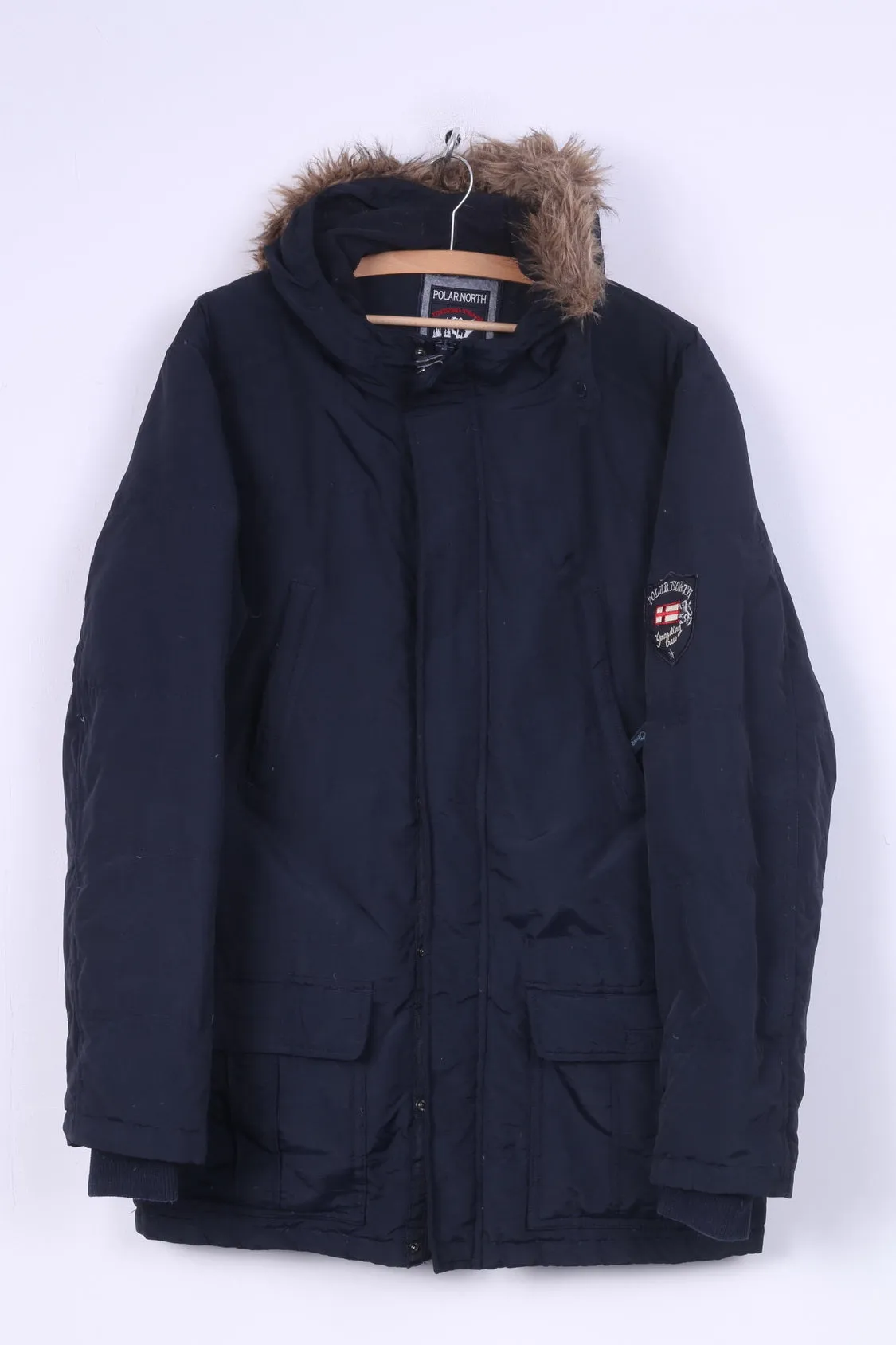 Polarnorth United Team Mens M 48/50 Jacket Parka Navy Padded Hooded Nylon Waterproof