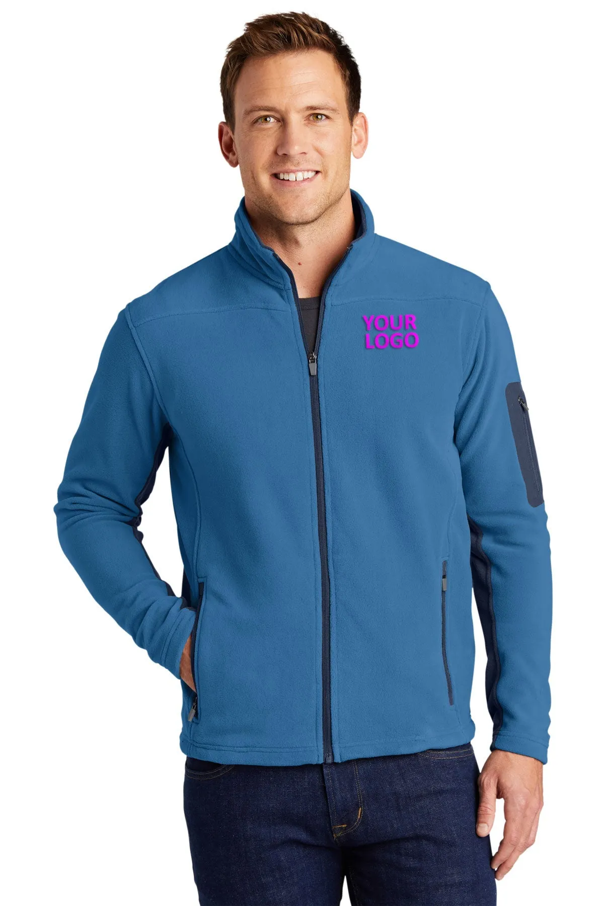 Port Authority Summit Fleece Custom Full-Zip Jackets, Regal Blue/ Dress Blue Navy