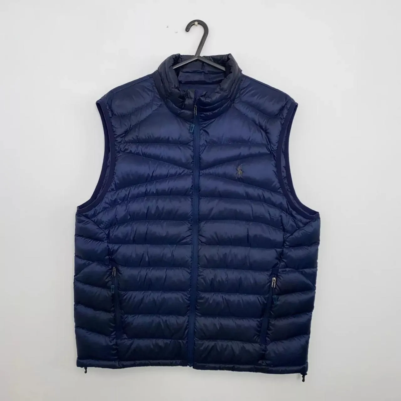 Preowned Polo Ralph Lauren Mens Lightweight Down Puffer Gilet Vest Size L Navy Warmer