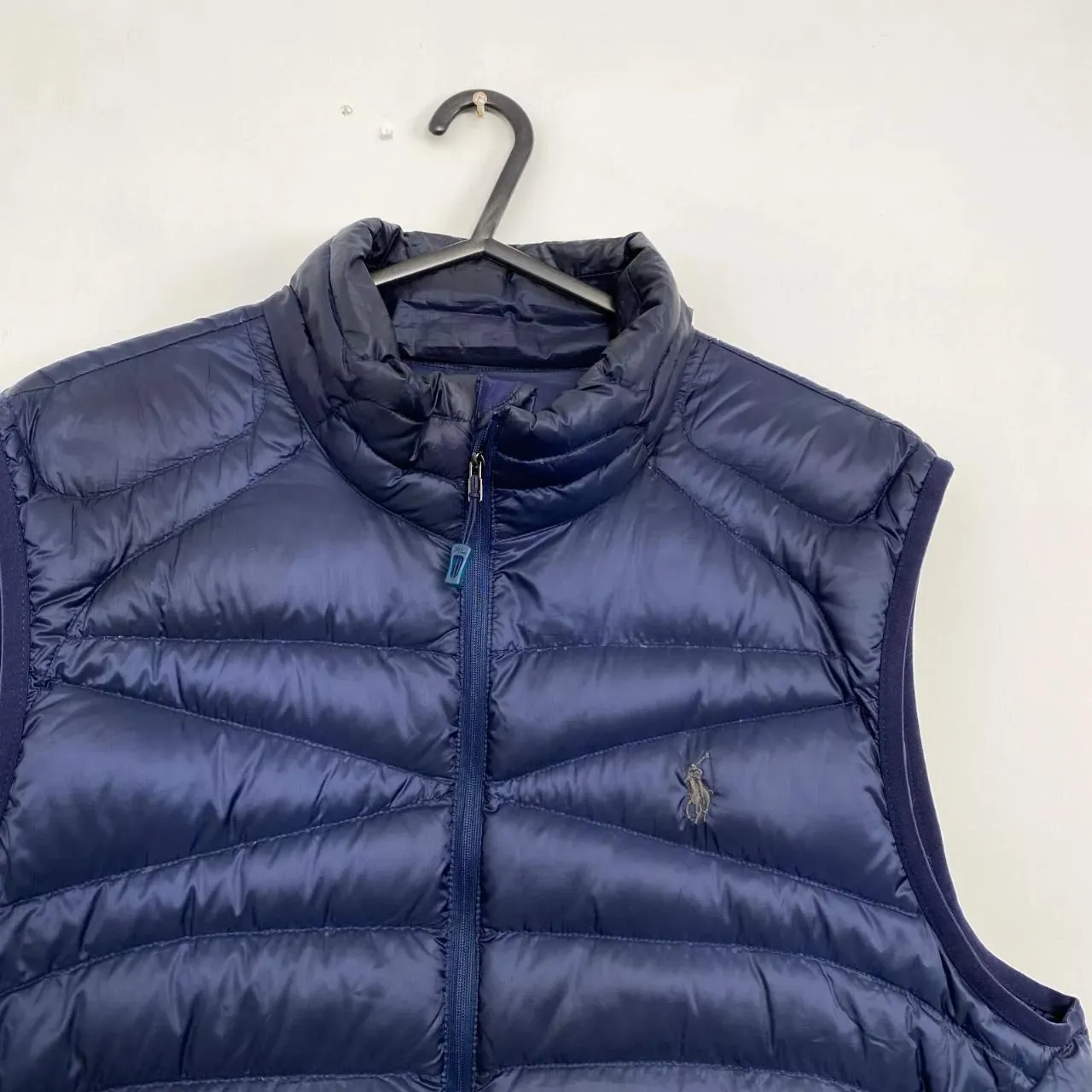 Preowned Polo Ralph Lauren Mens Lightweight Down Puffer Gilet Vest Size L Navy Warmer