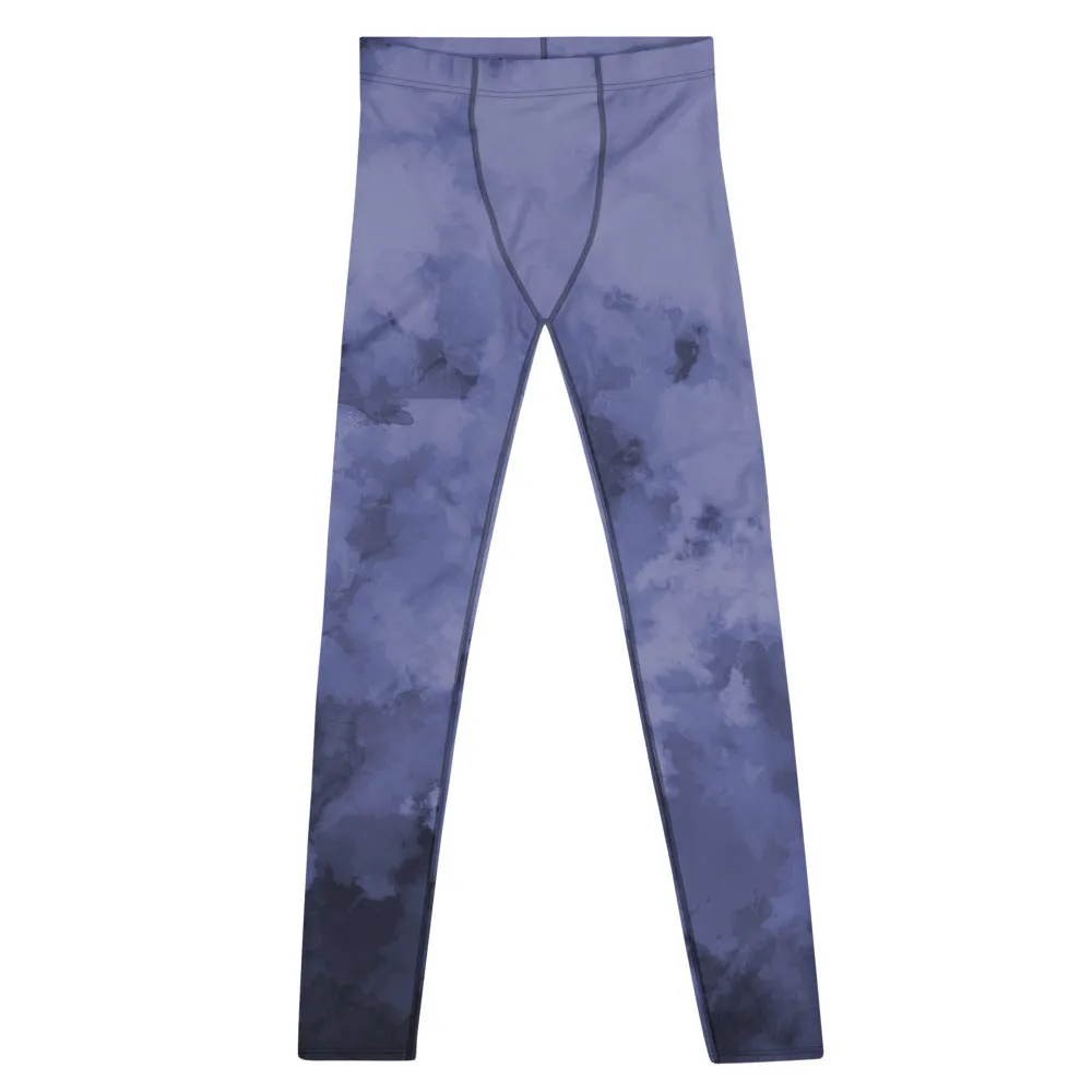 Purple Abstract Men's Leggings, Abstract Clouds Designer Meggings Compression Tights-Made in USA/EU