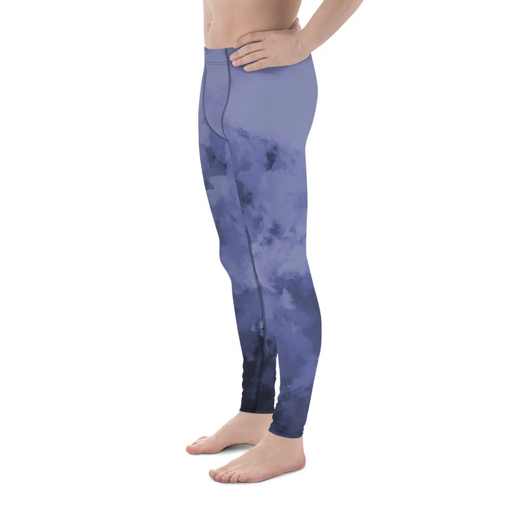 Purple Abstract Men's Leggings, Abstract Clouds Designer Meggings Compression Tights-Made in USA/EU