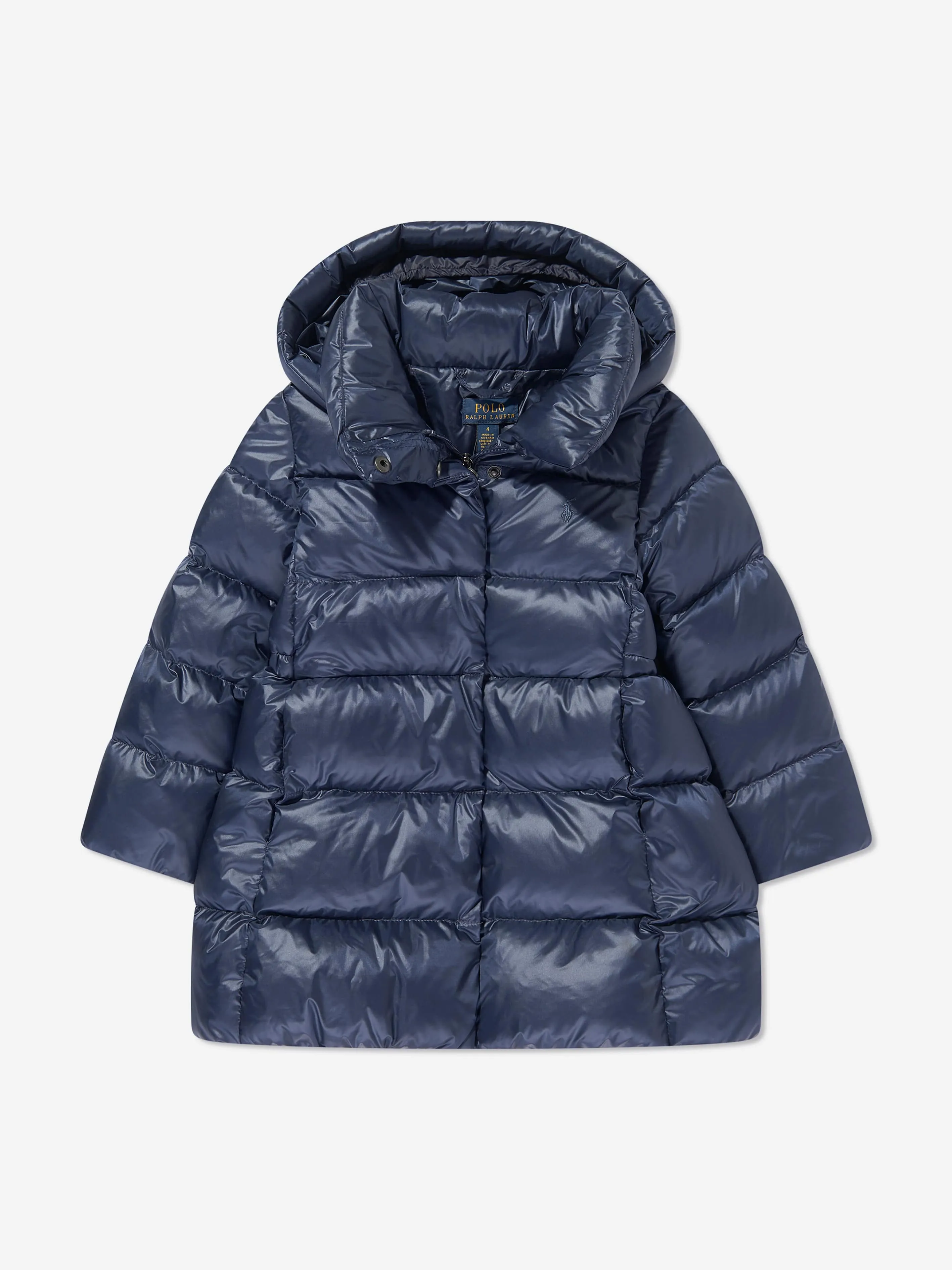 Ralph Lauren Girls Down Padded Long Coat in Navy