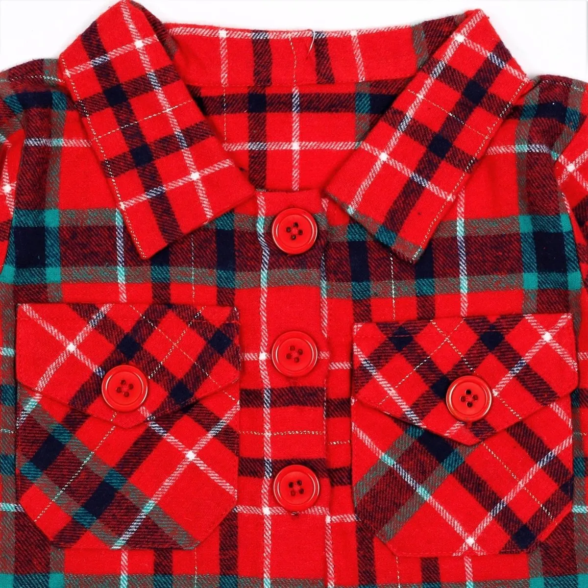 Red Check Flannel Christmas Jacket and Black pants Set