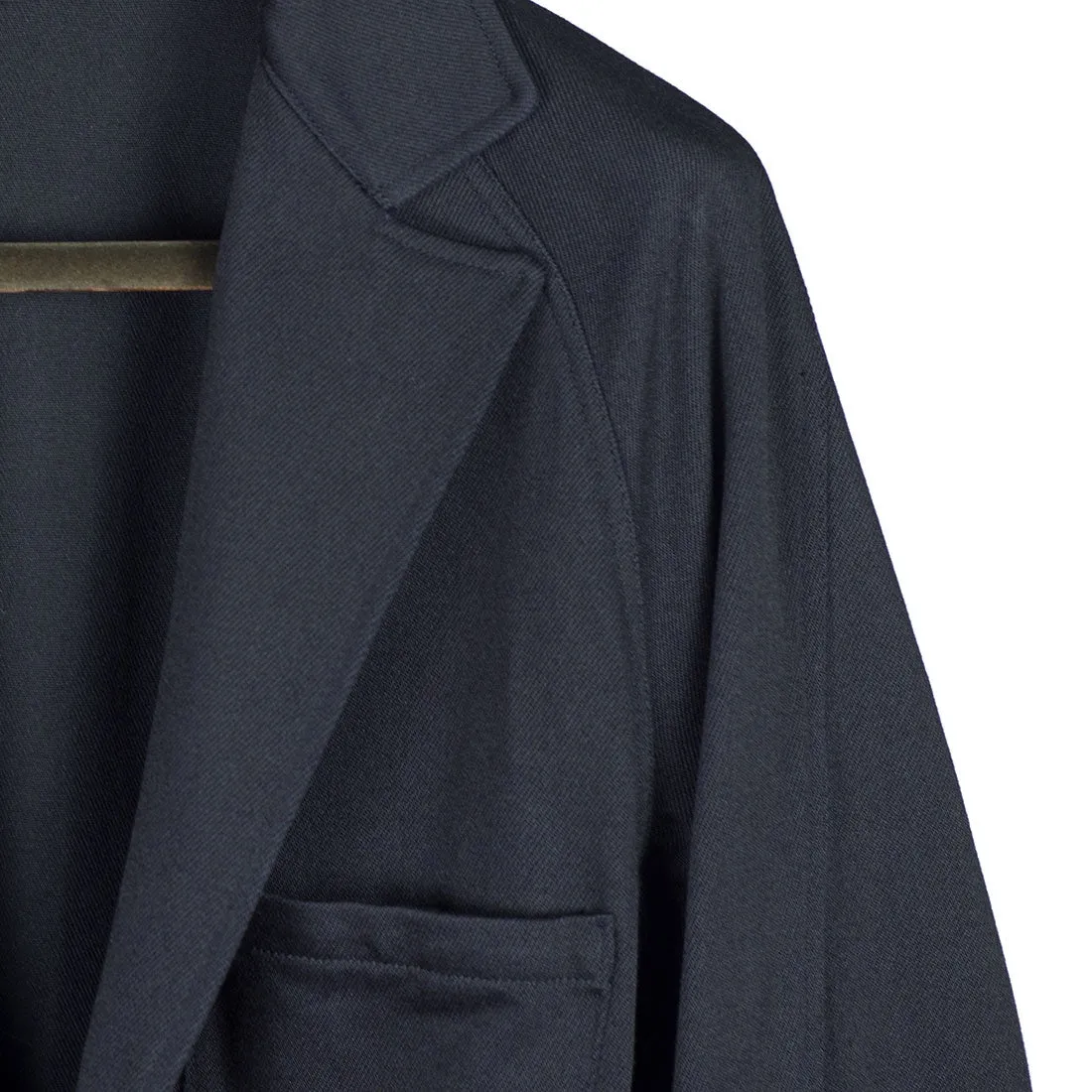 Robe coat in navy wool/cotton cavalry twill