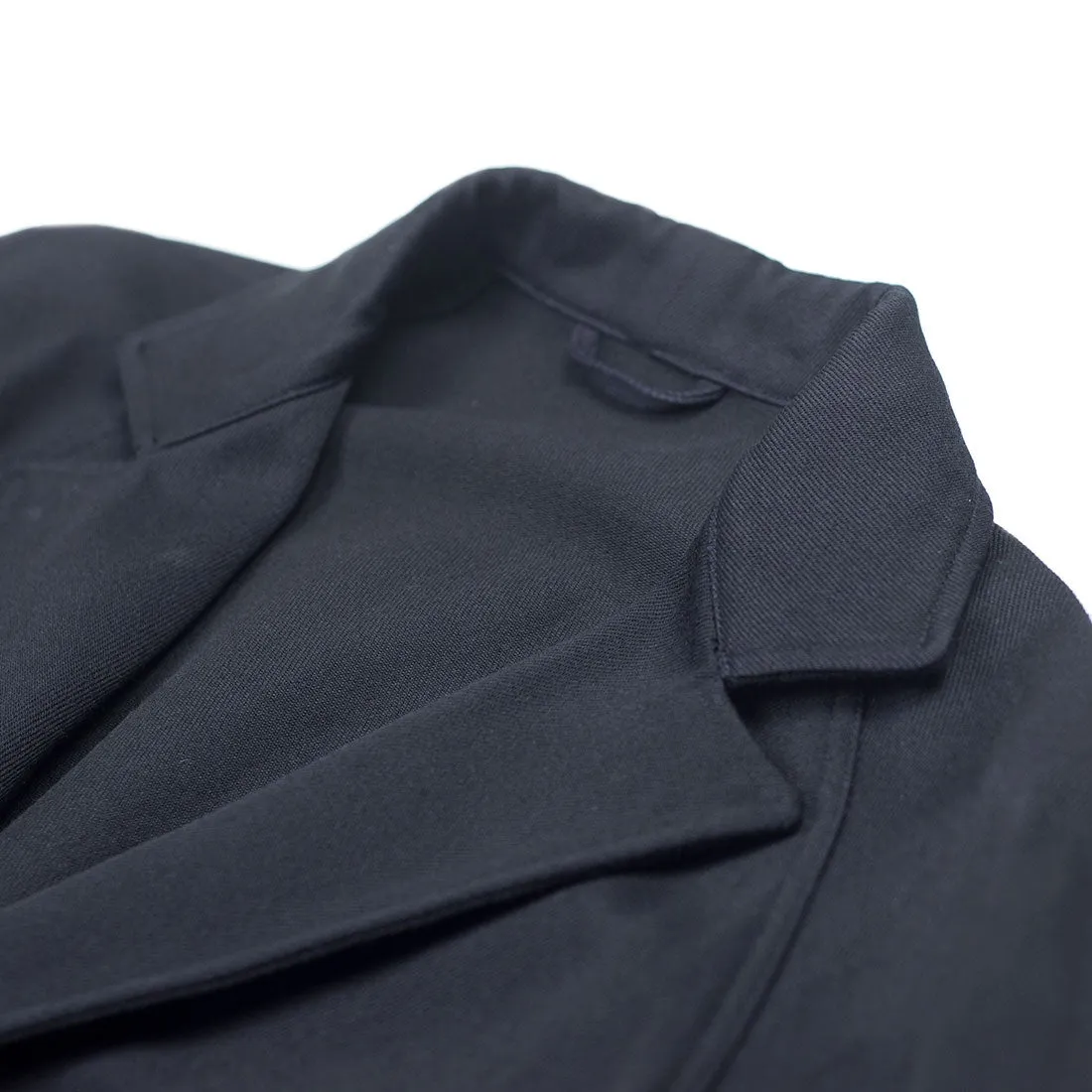 Robe coat in navy wool/cotton cavalry twill