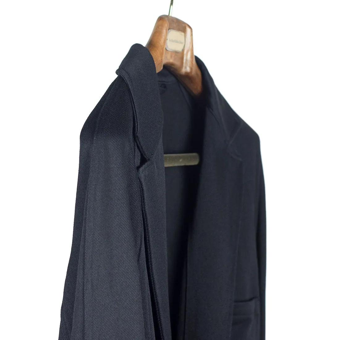 Robe coat in navy wool/cotton cavalry twill