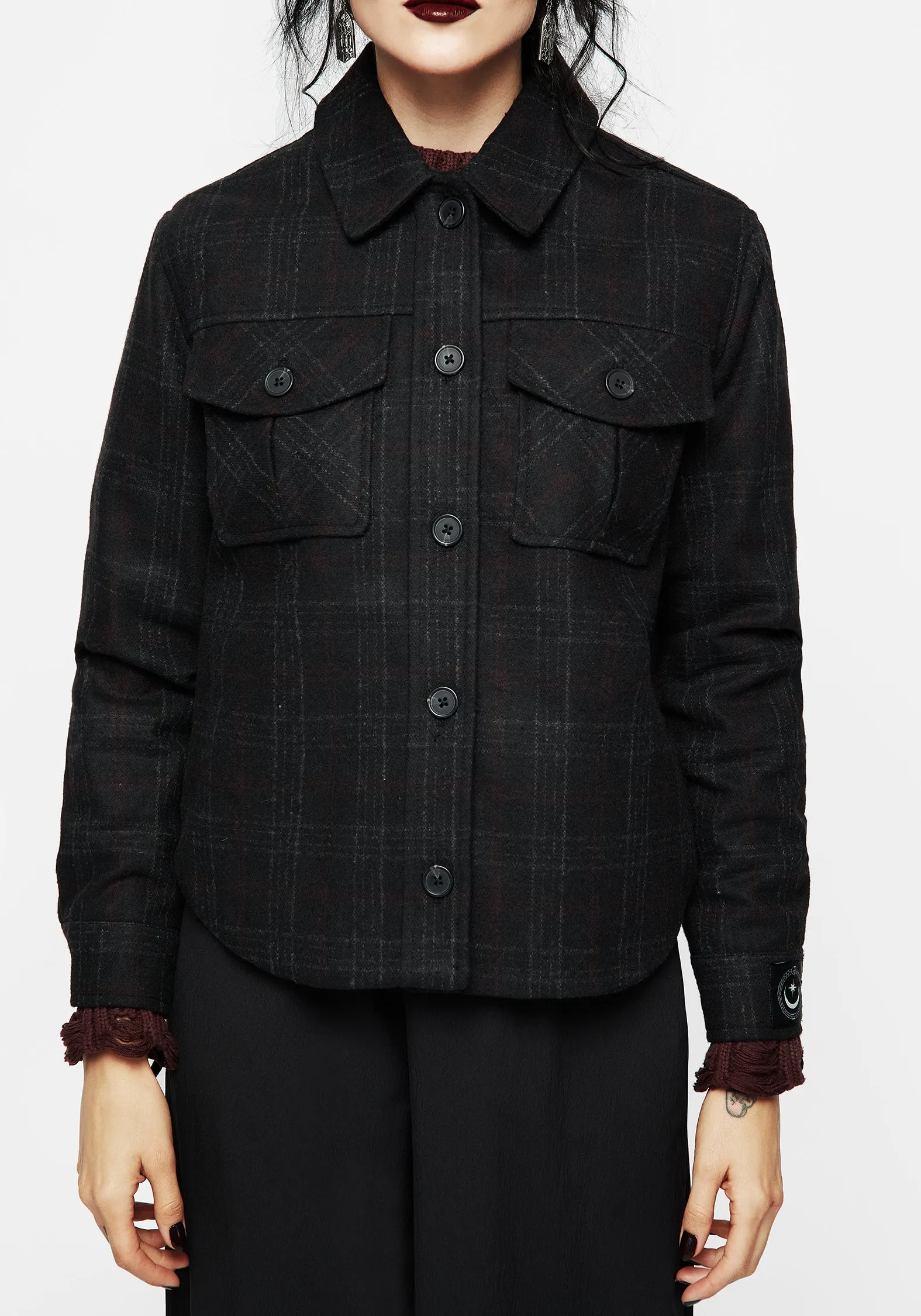 Rubus Pocket Wool Blend Check Shacket