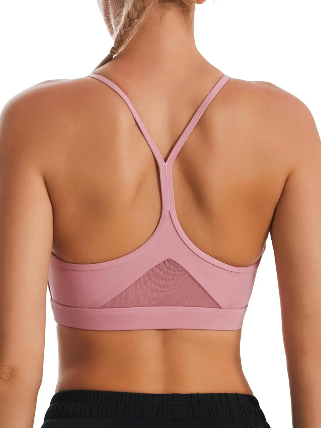 RUNNING GIRL Y-Back Sports Bras for Women, Medium Impact Wirefree Padded Bra Workout Crop Top Longline Sports Bra Push up