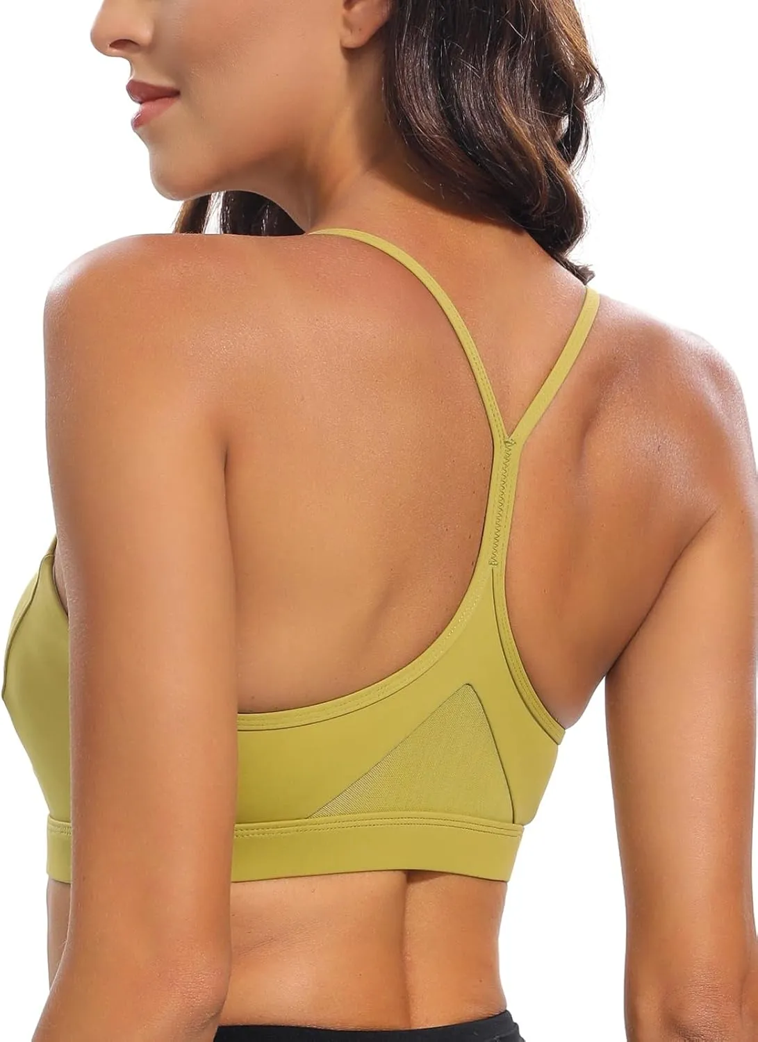 RUNNING GIRL Y-Back Sports Bras for Women, Medium Impact Wirefree Padded Bra Workout Crop Top Longline Sports Bra Push up