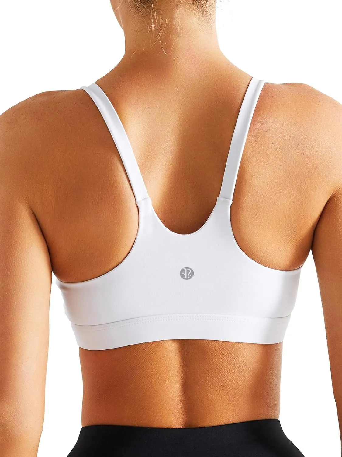 RUNNING GIRL Y-Back Sports Bras for Women, Medium Impact Wirefree Padded Bra Workout Crop Top Longline Sports Bra Push up