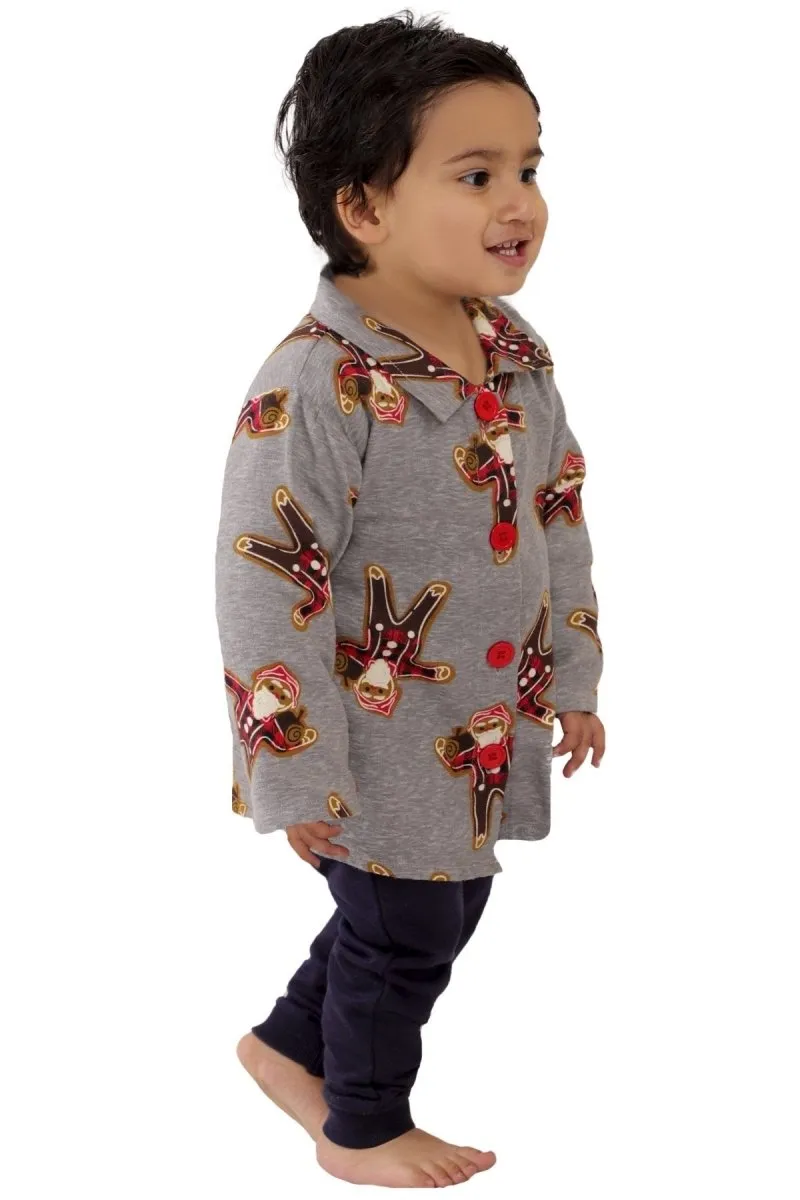 Santa Claus Flannel Jacket and Navy Blue Pants Set