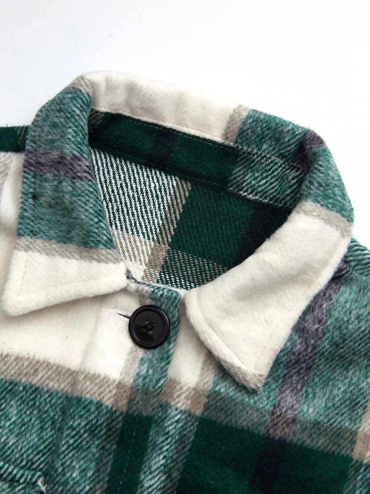 Shacket Vintage Pockets Over-sized Plaid Jacket