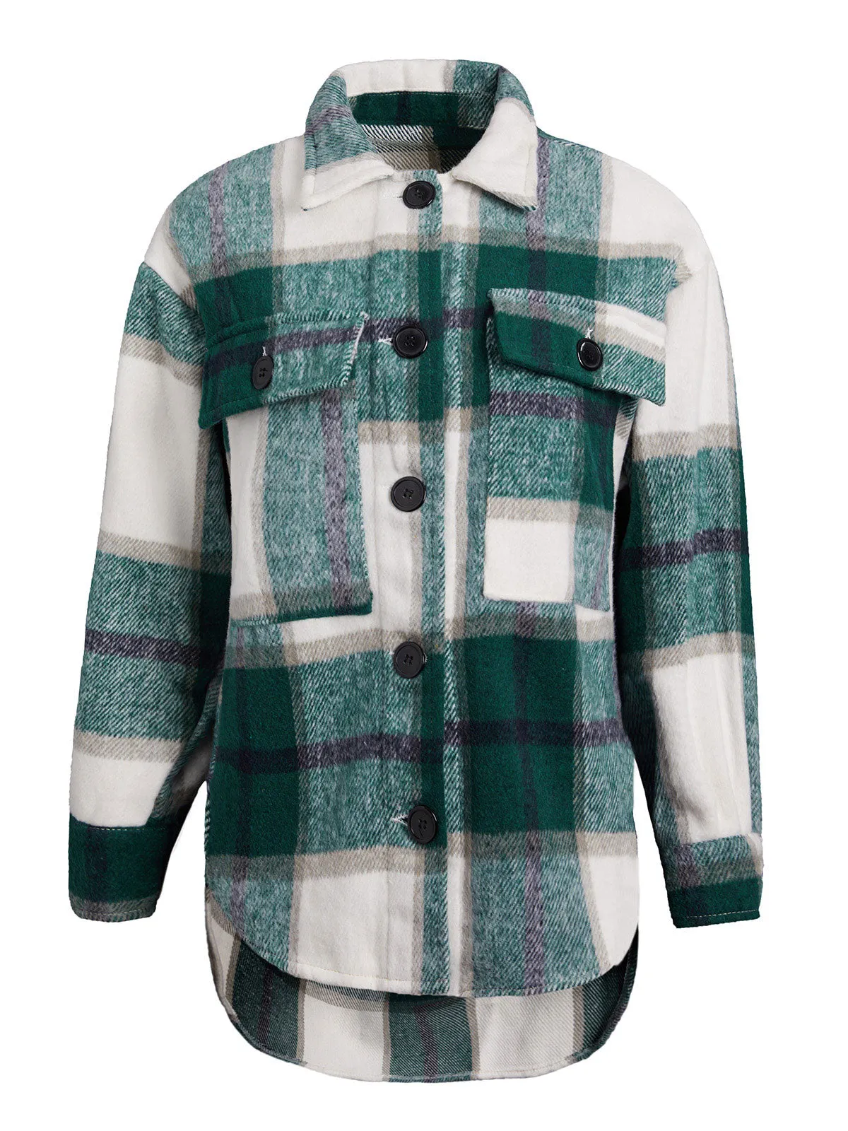 Shacket Vintage Pockets Over-sized Plaid Jacket