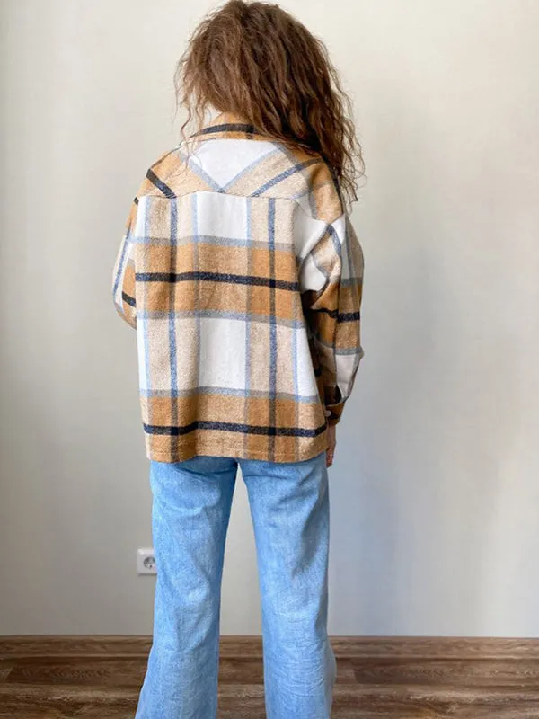 Shacket Vintage Pockets Over-sized Plaid Jacket