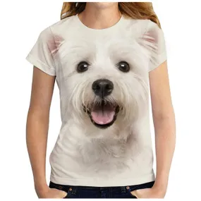 Short-sleeved Sports Loose Cute Puppy Youth Collarless Cartoon Anime Women's Clothing