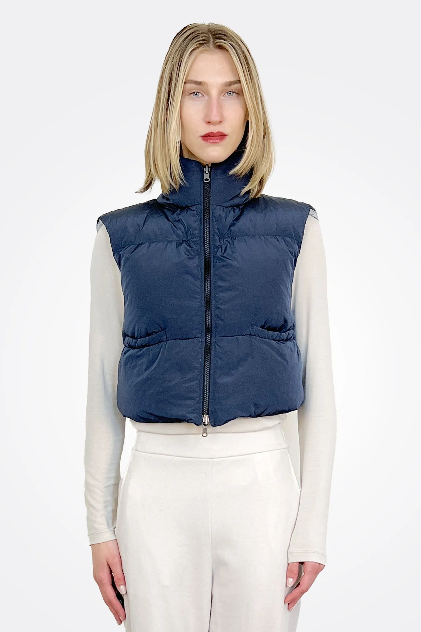 Silk Down Vest - Navy